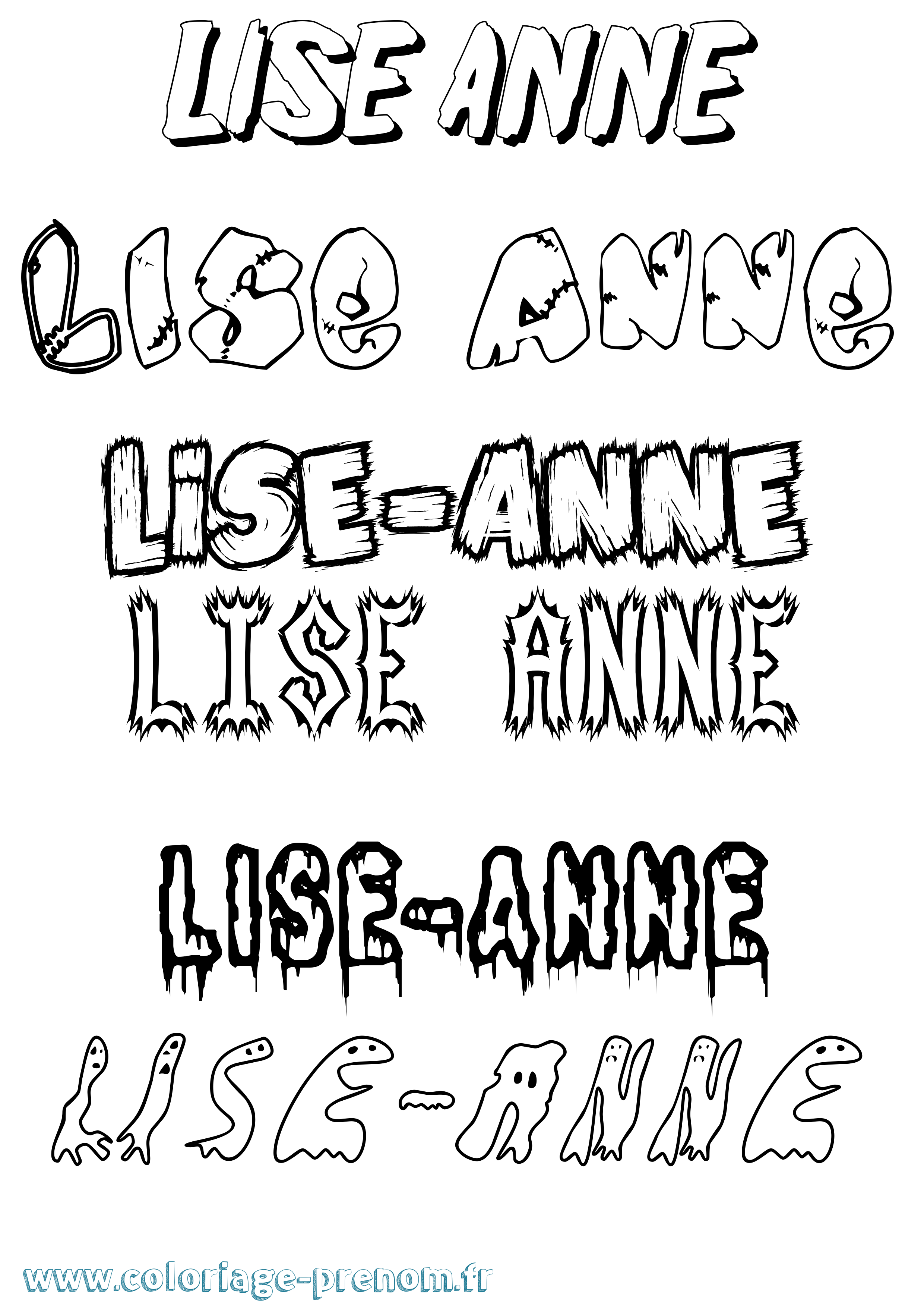 Coloriage prénom Lise-Anne Frisson