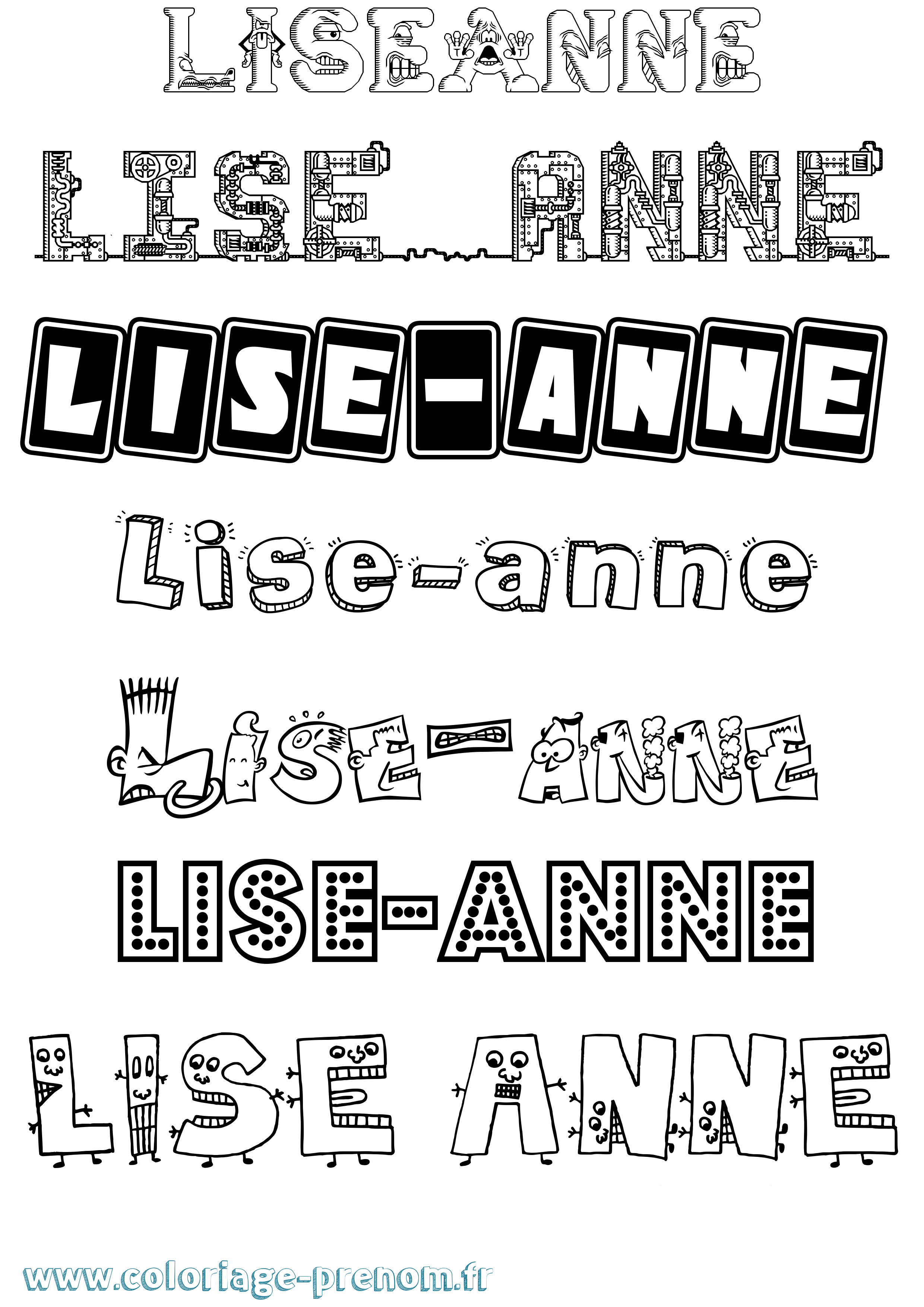 Coloriage prénom Lise-Anne Fun