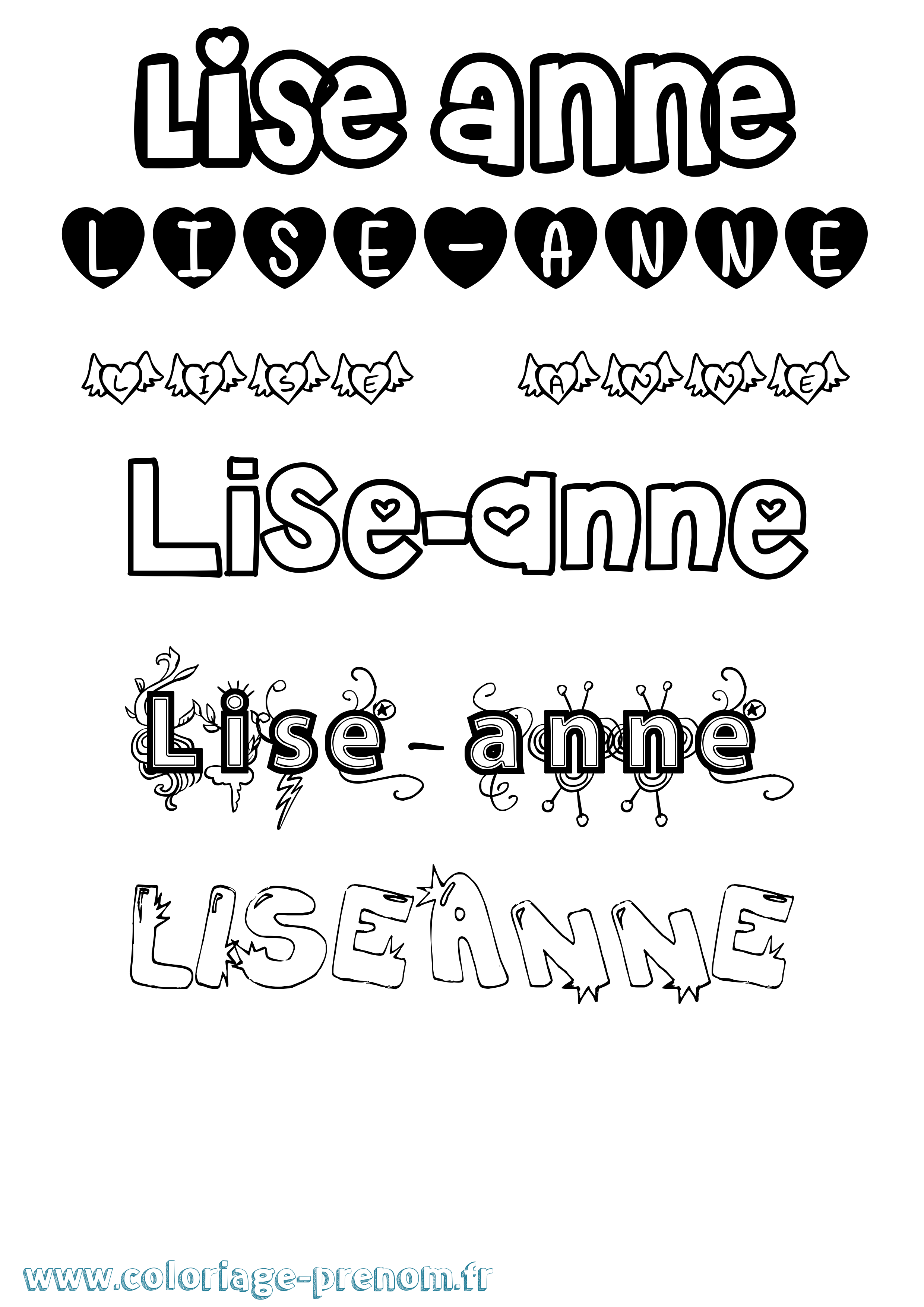 Coloriage prénom Lise-Anne Girly
