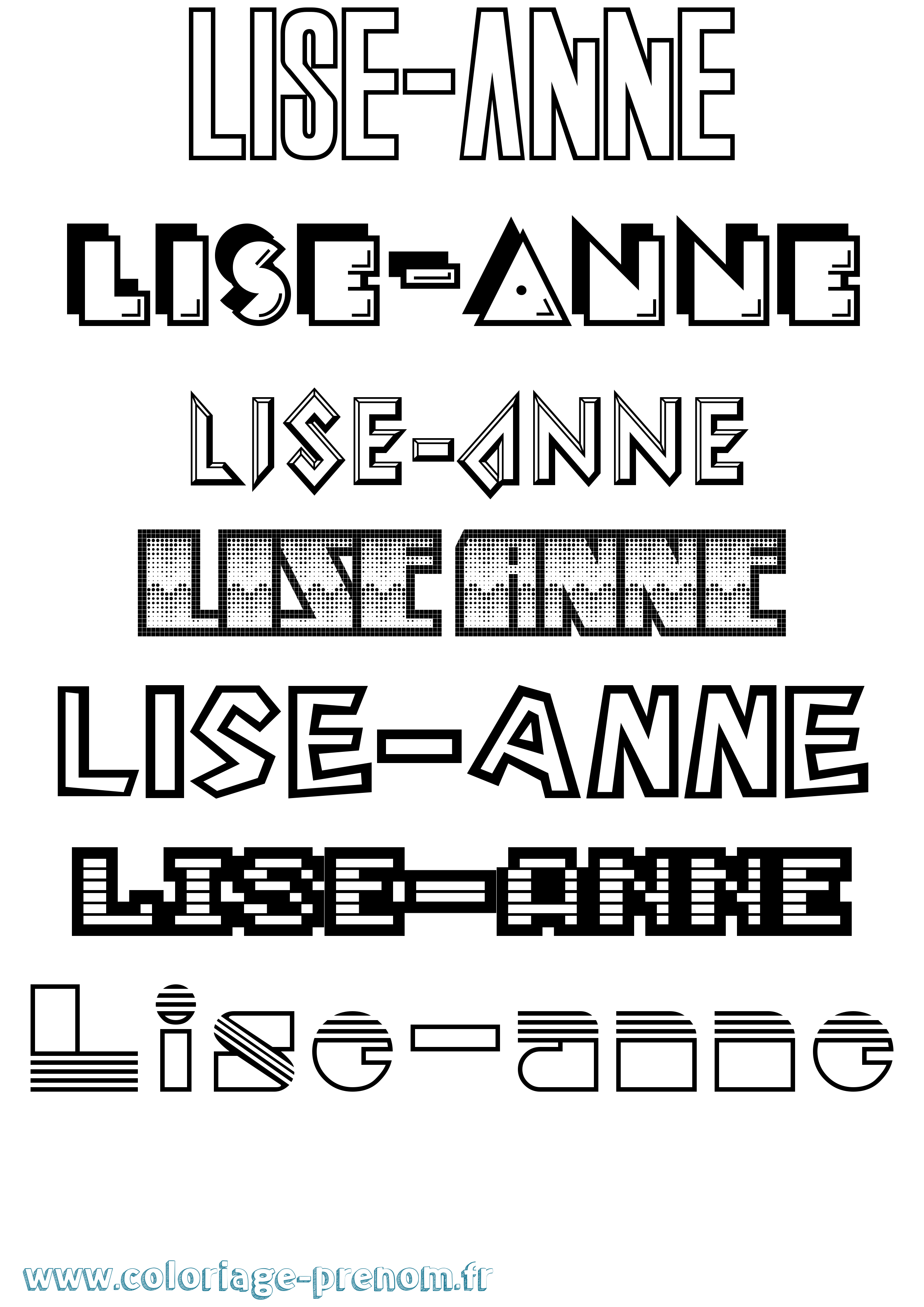 Coloriage prénom Lise-Anne Jeux Vidéos