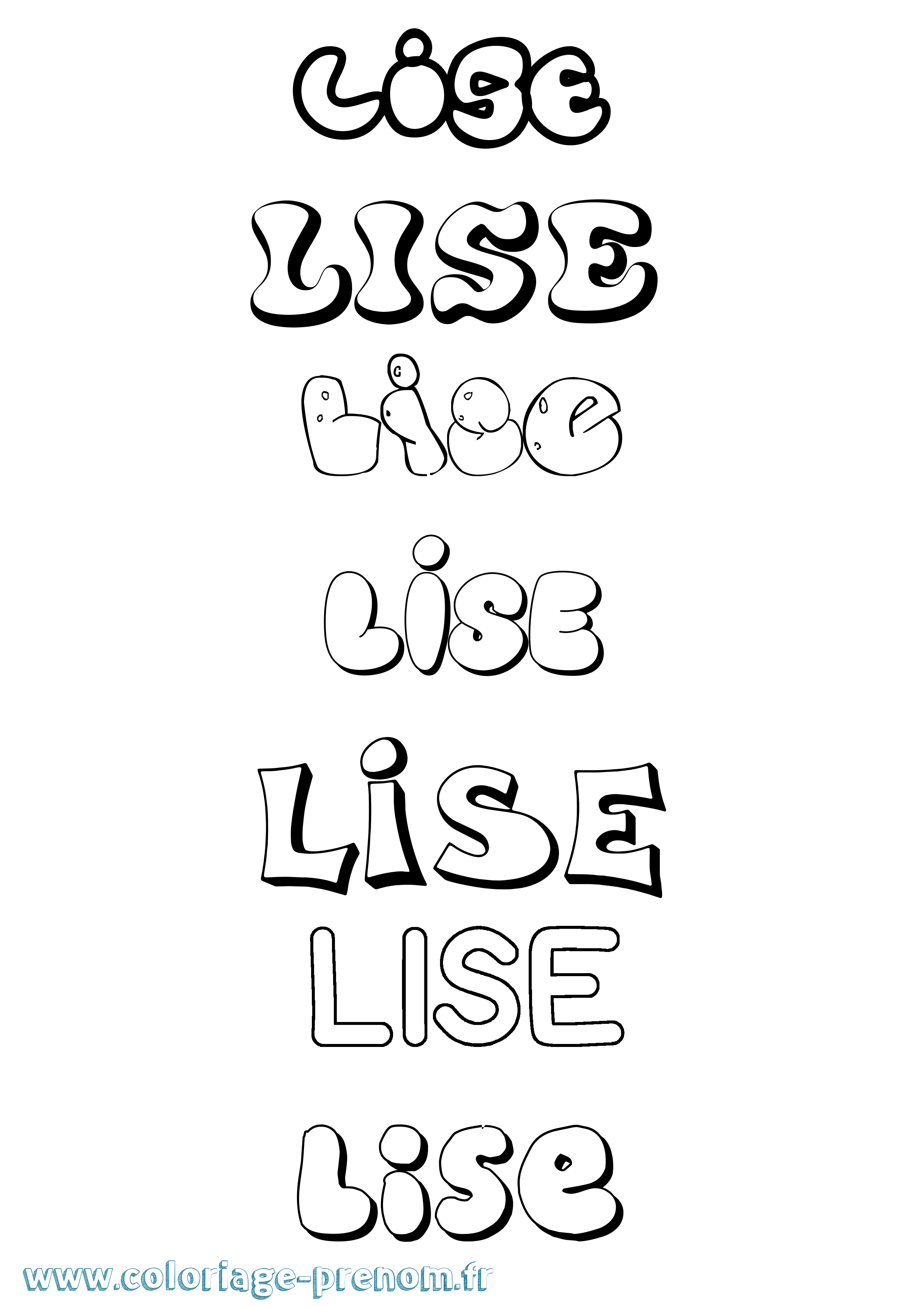 Coloriage Lise Bubble Coloriage prénom Lise Bubble
