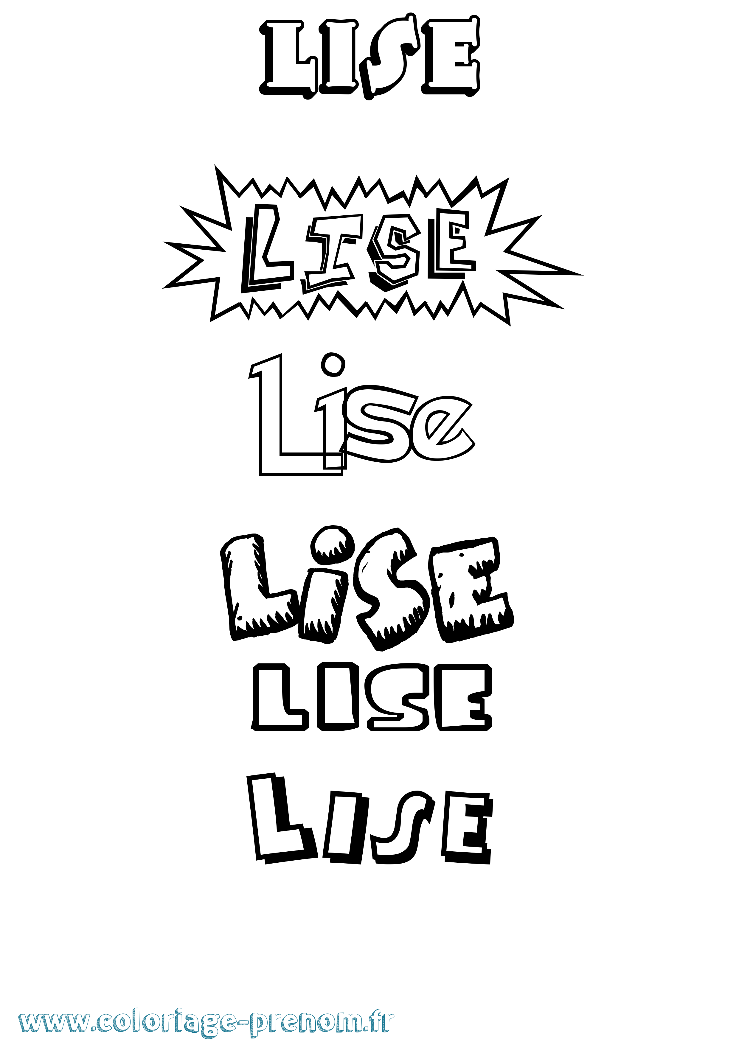 Coloriage Lise Dessin Animé Coloriage prénom Lise Dessin Animé
