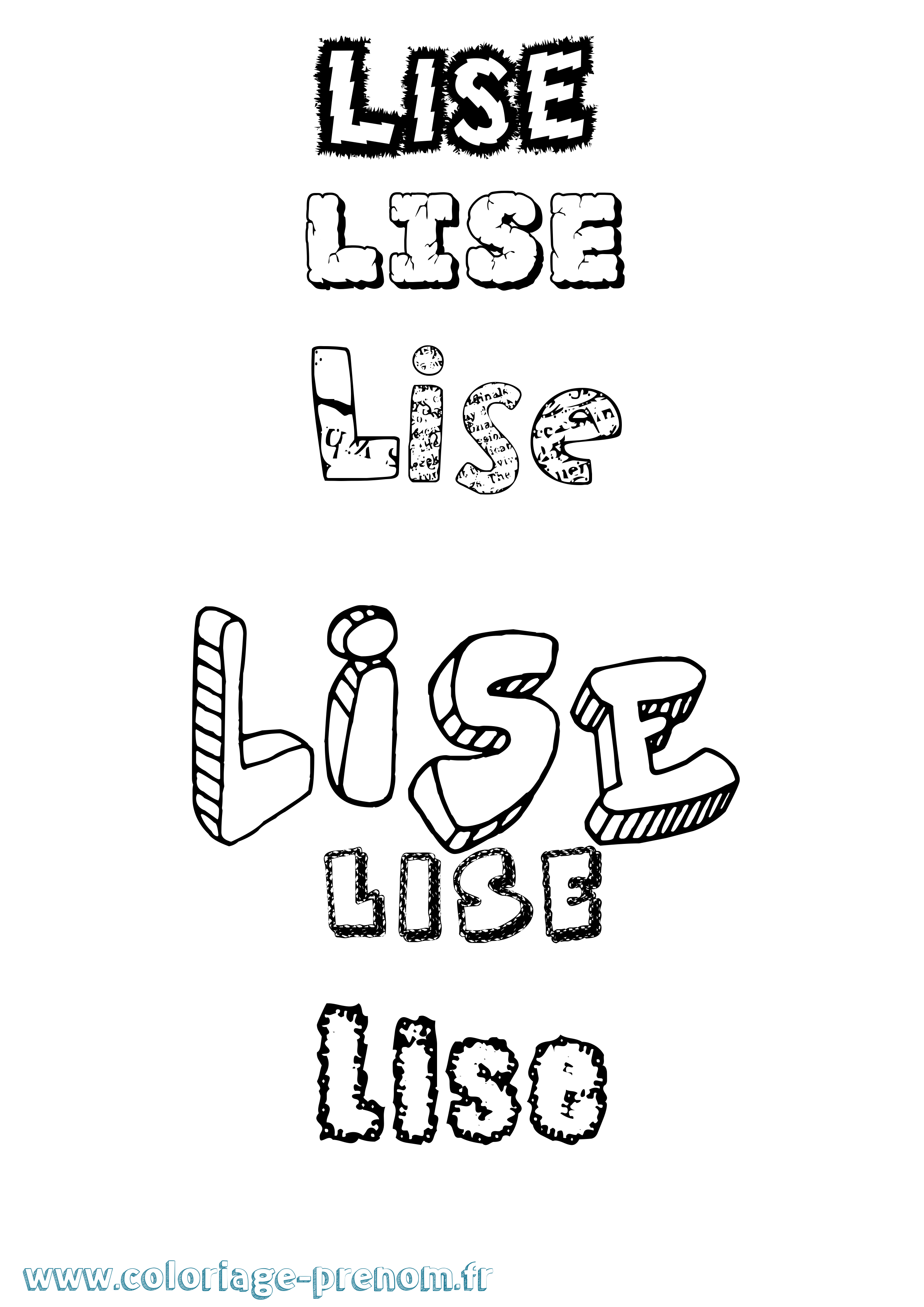 Coloriage Lise Destructuré Coloriage prénom Lise Destructuré