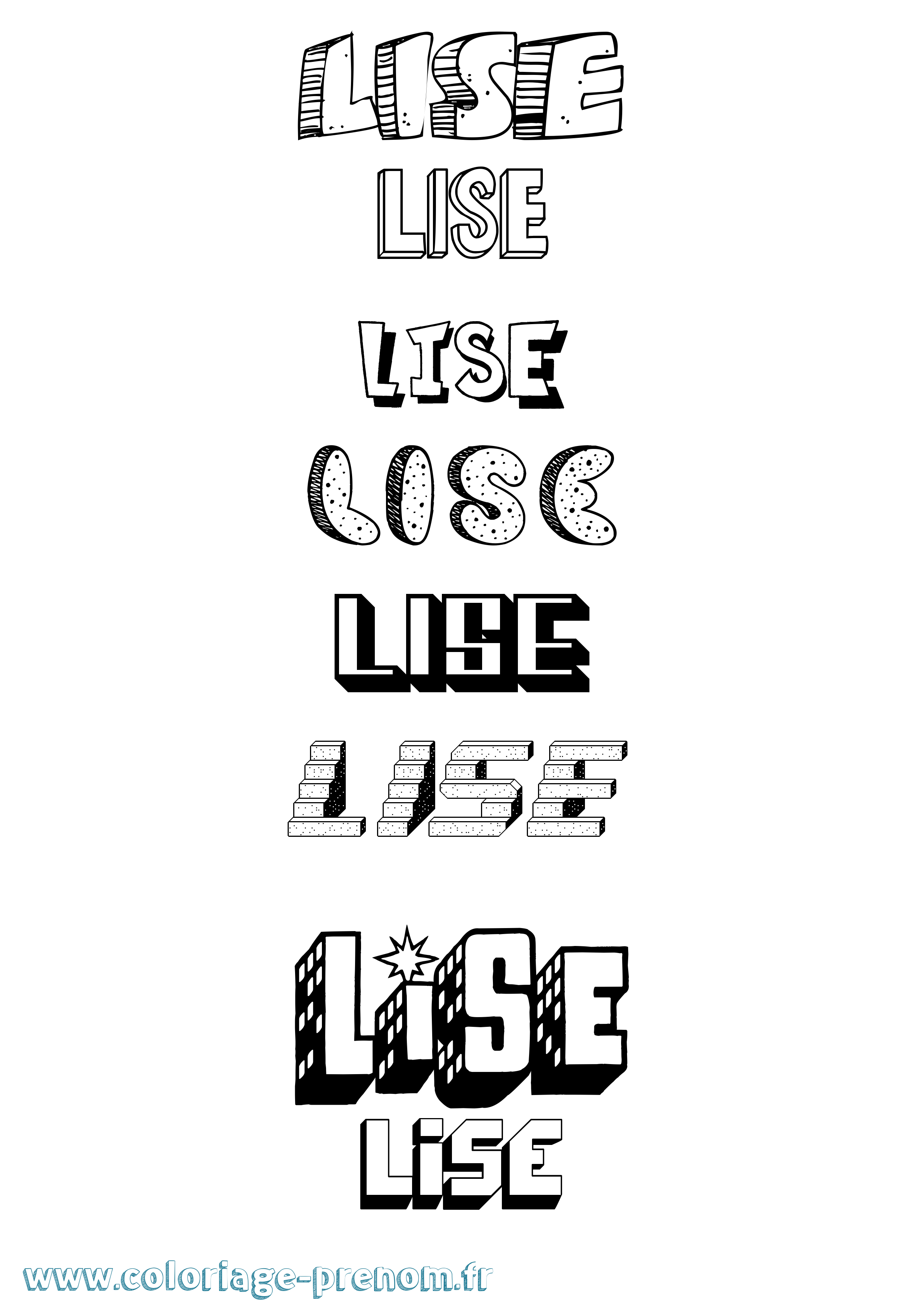 Coloriage Lise Effet 3D Coloriage prénom Lise Effet 3D