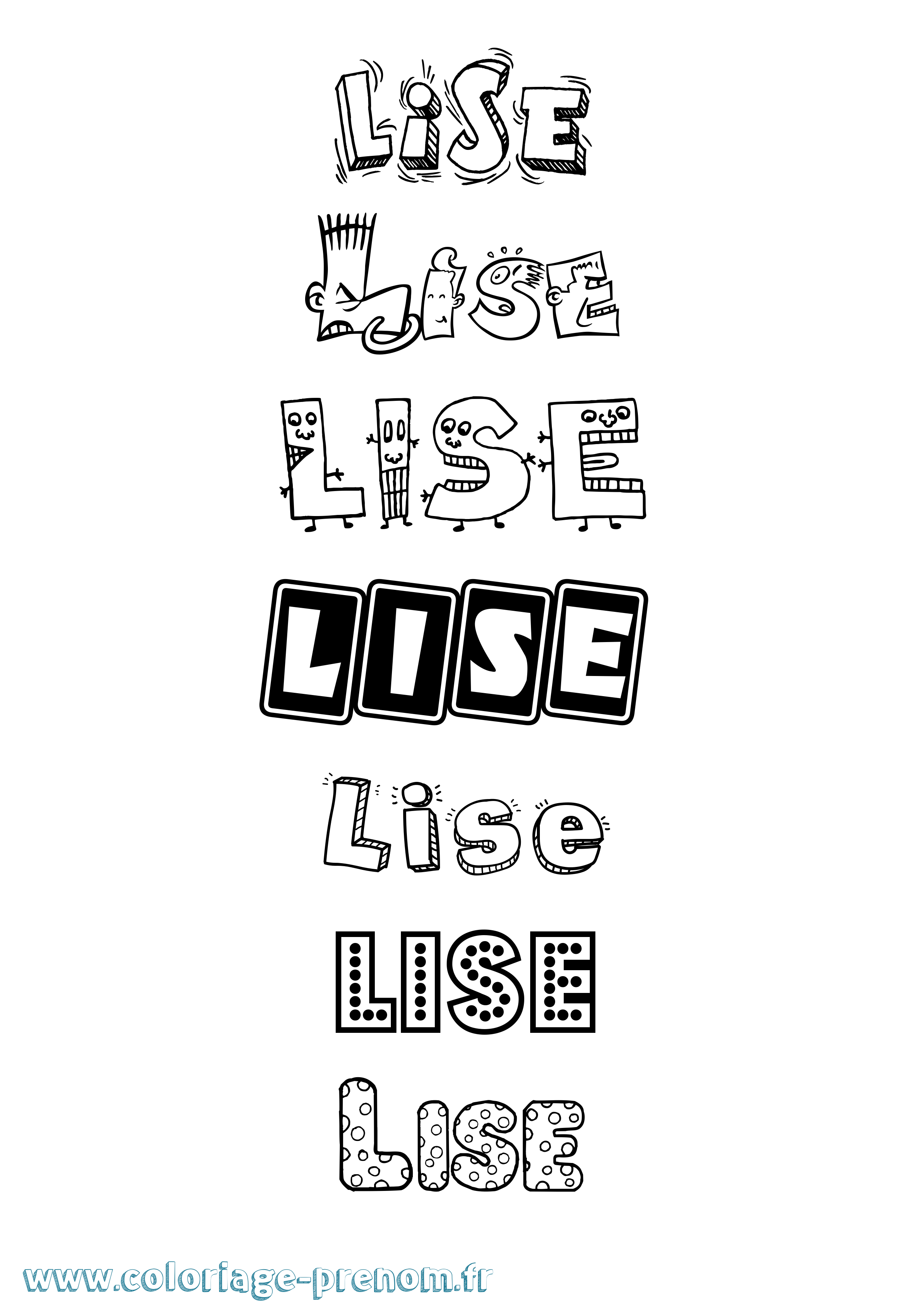 Coloriage Lise Fun Coloriage prénom Lise Fun