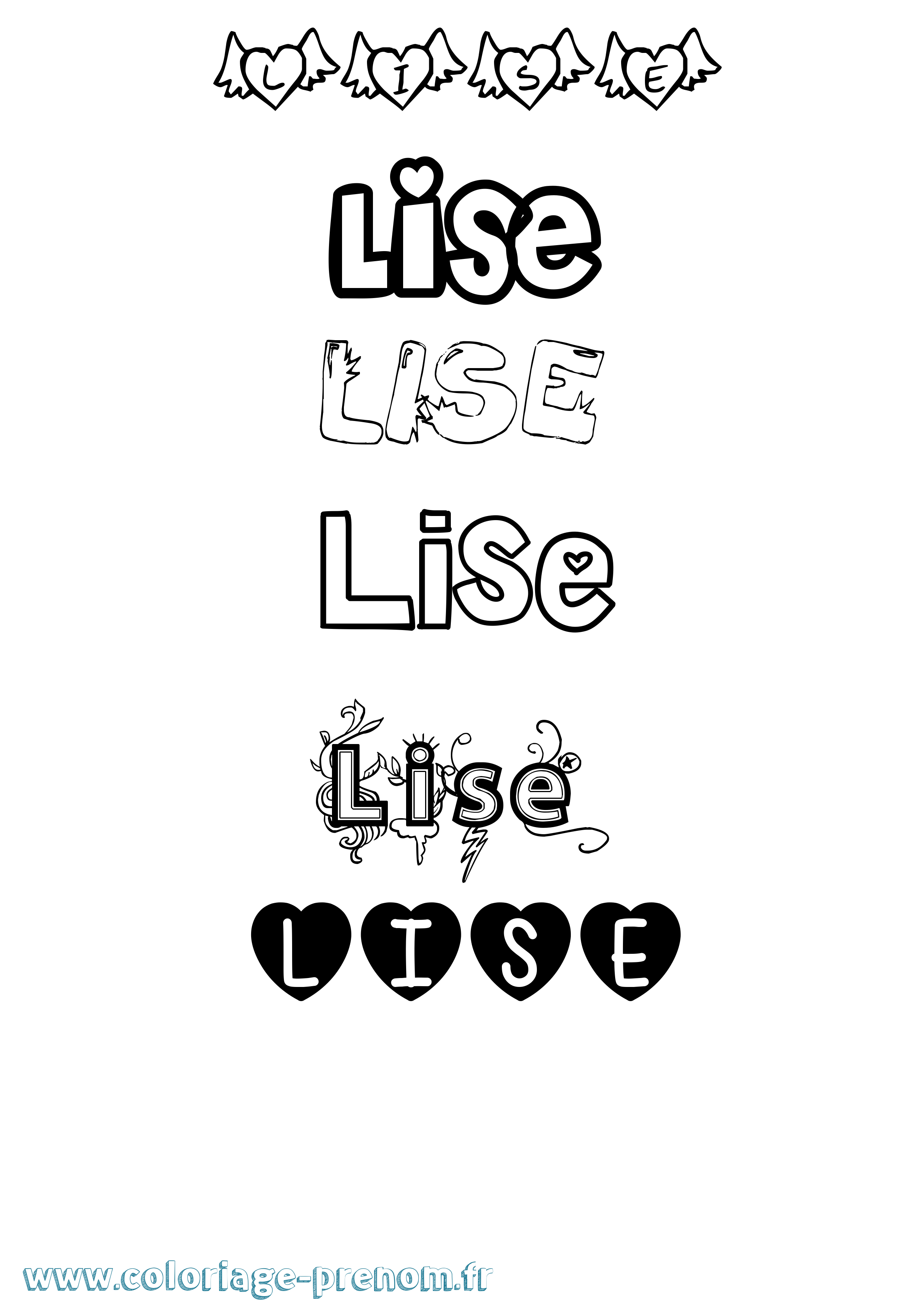 Coloriage Lise Girly Coloriage prénom Lise Girly