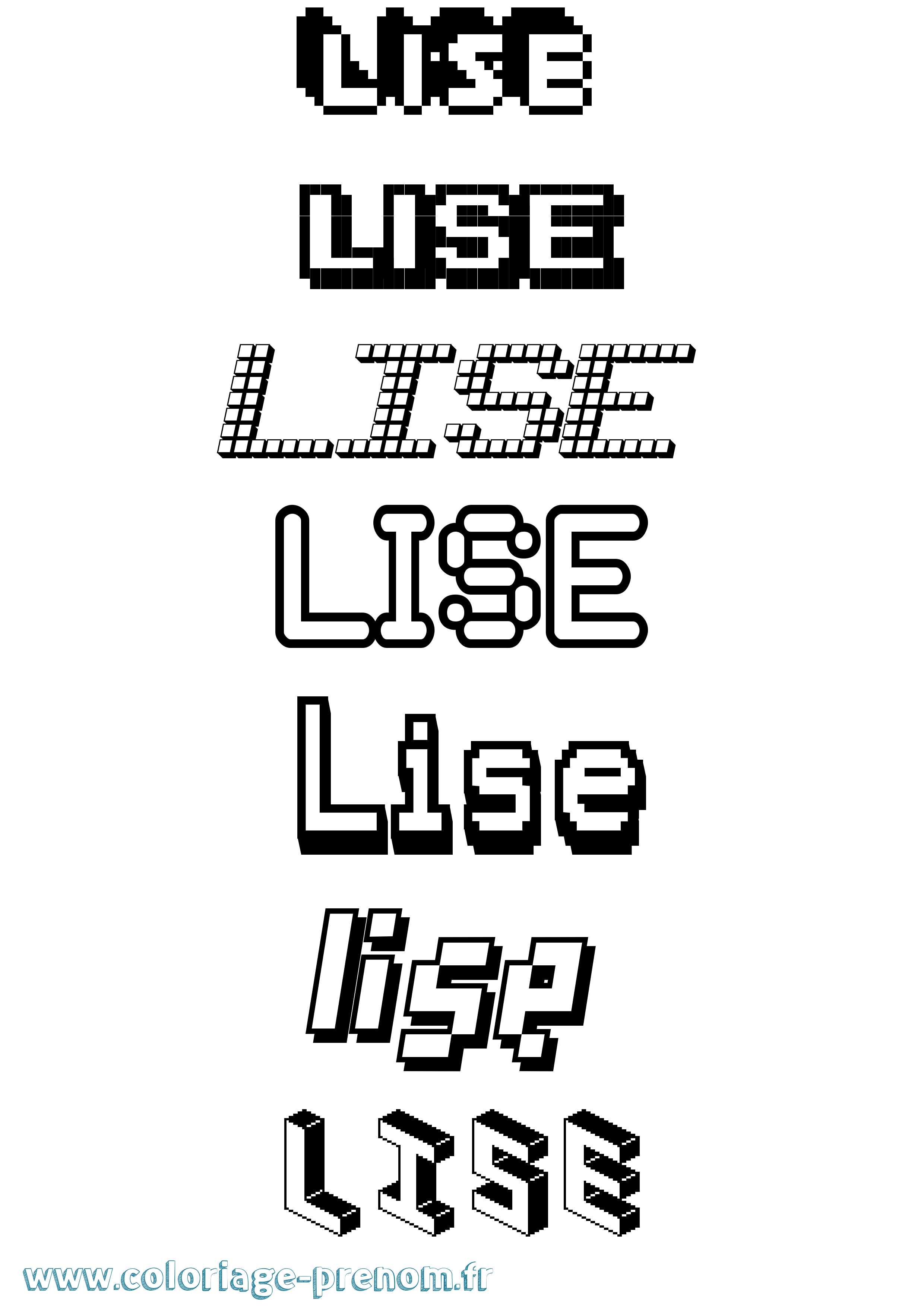 Coloriage prénom Lise Pixel