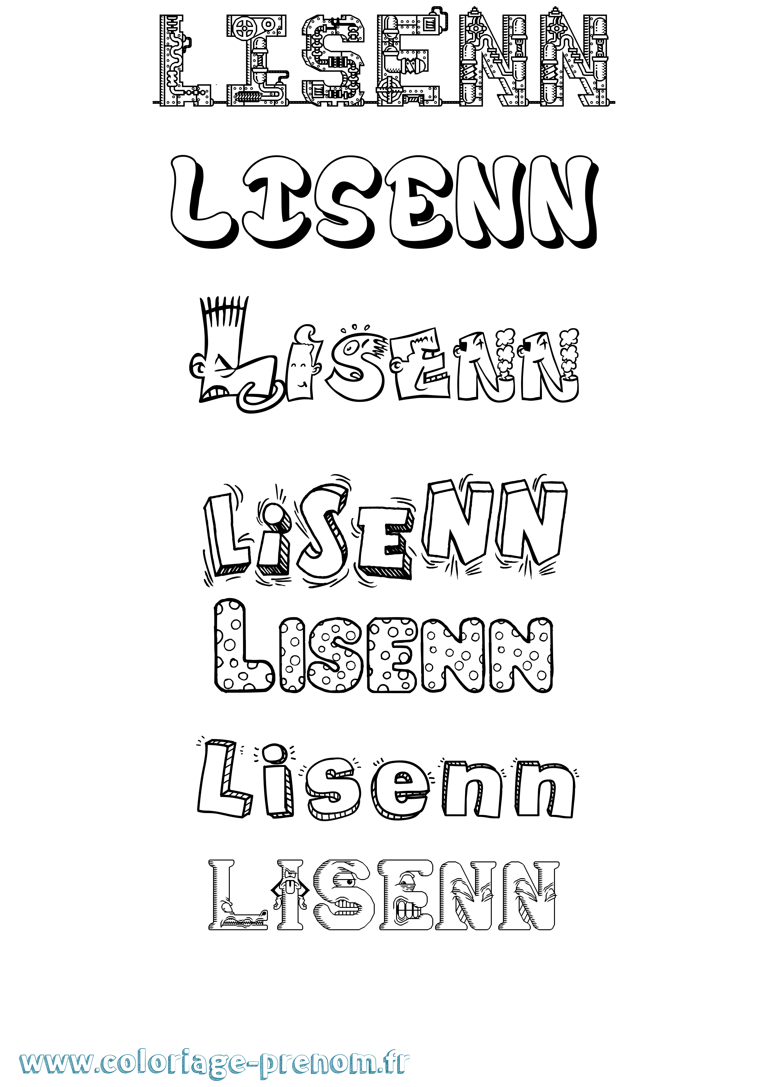 Coloriage prénom Lisenn Fun