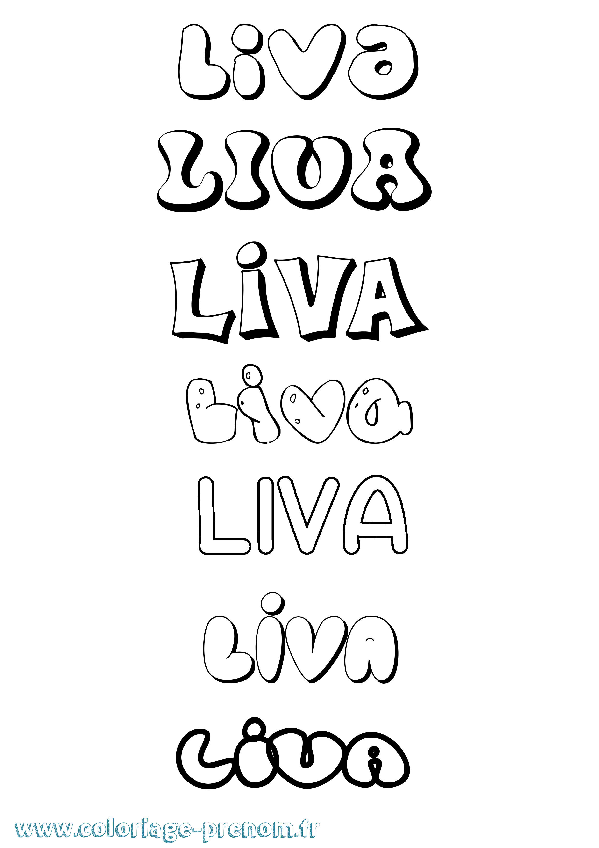 Coloriage prénom Liva Bubble
