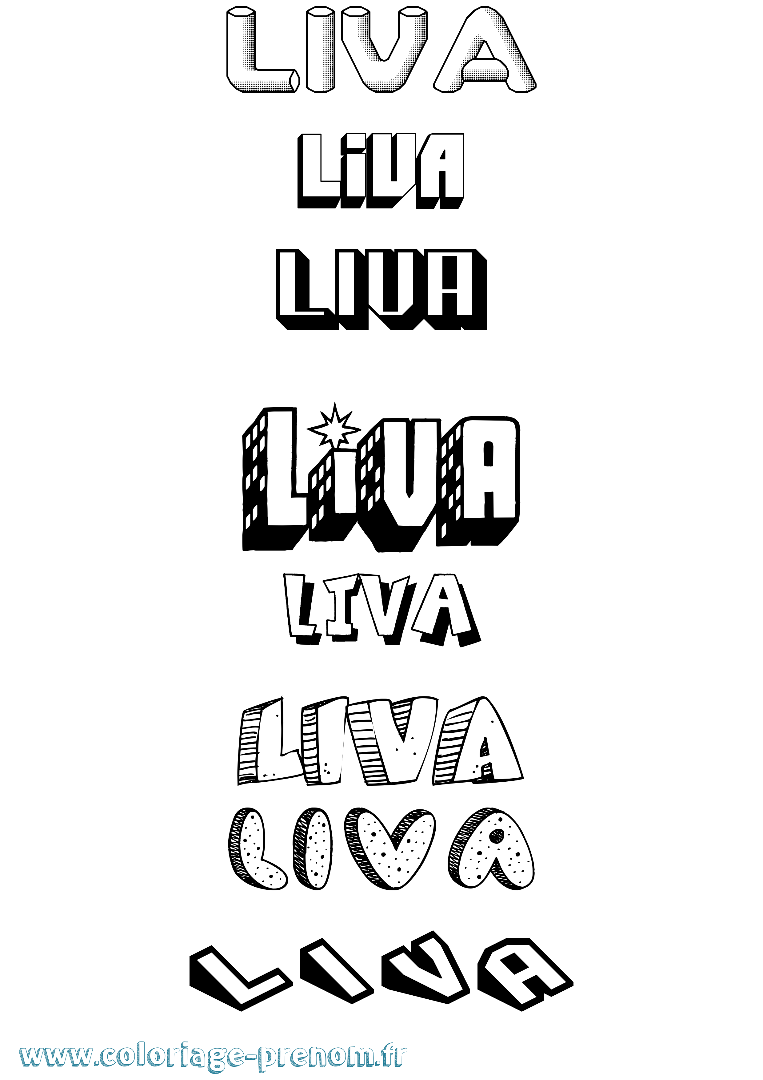 Coloriage prénom Liva Effet 3D