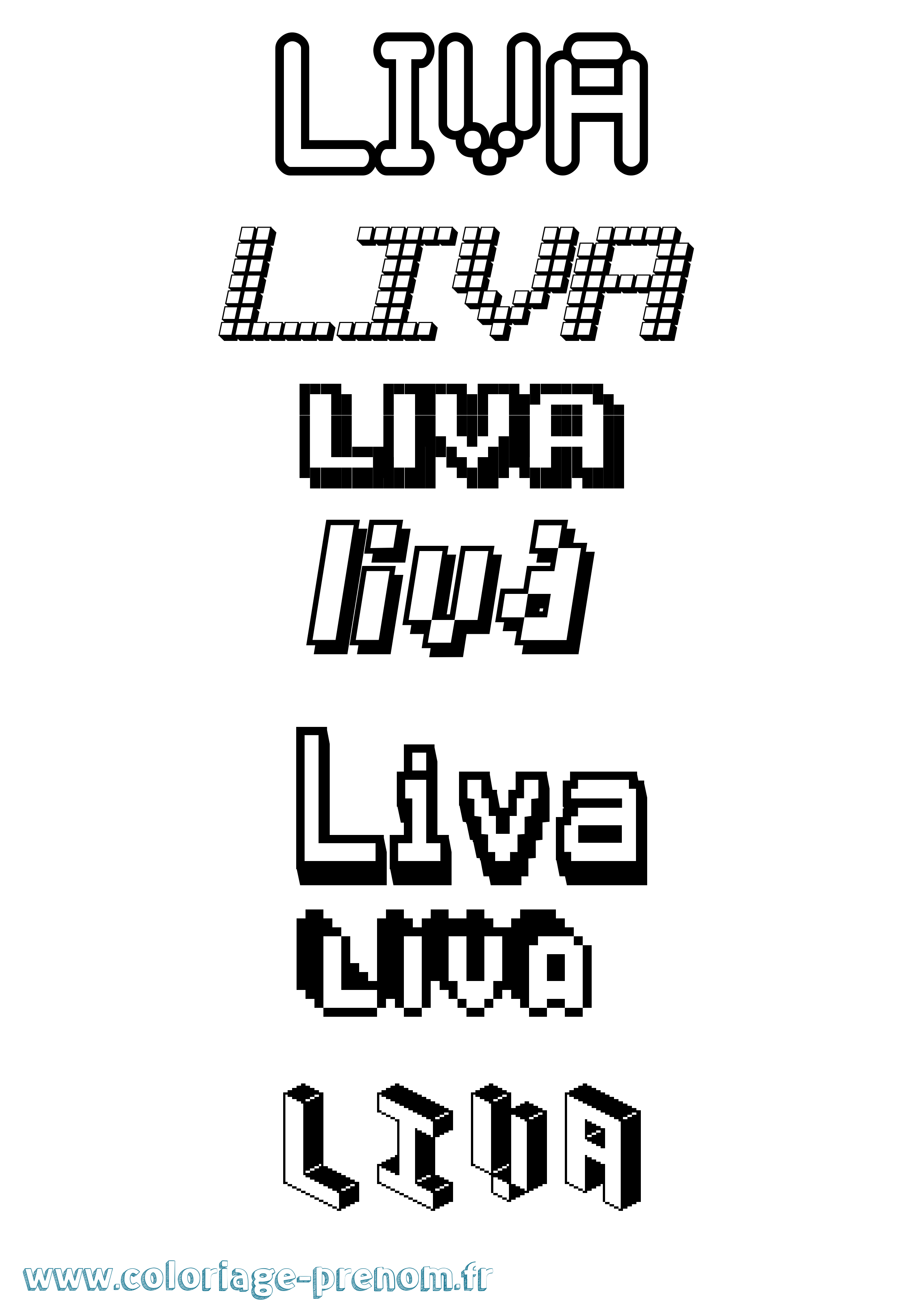 Coloriage prénom Liva Pixel