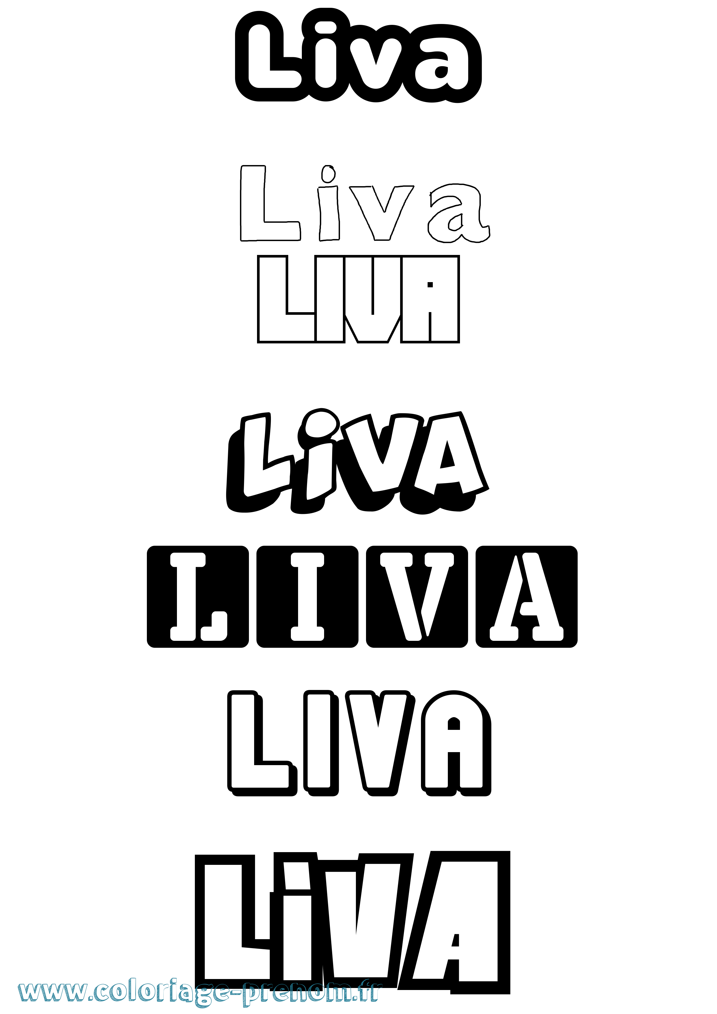Coloriage prénom Liva Simple