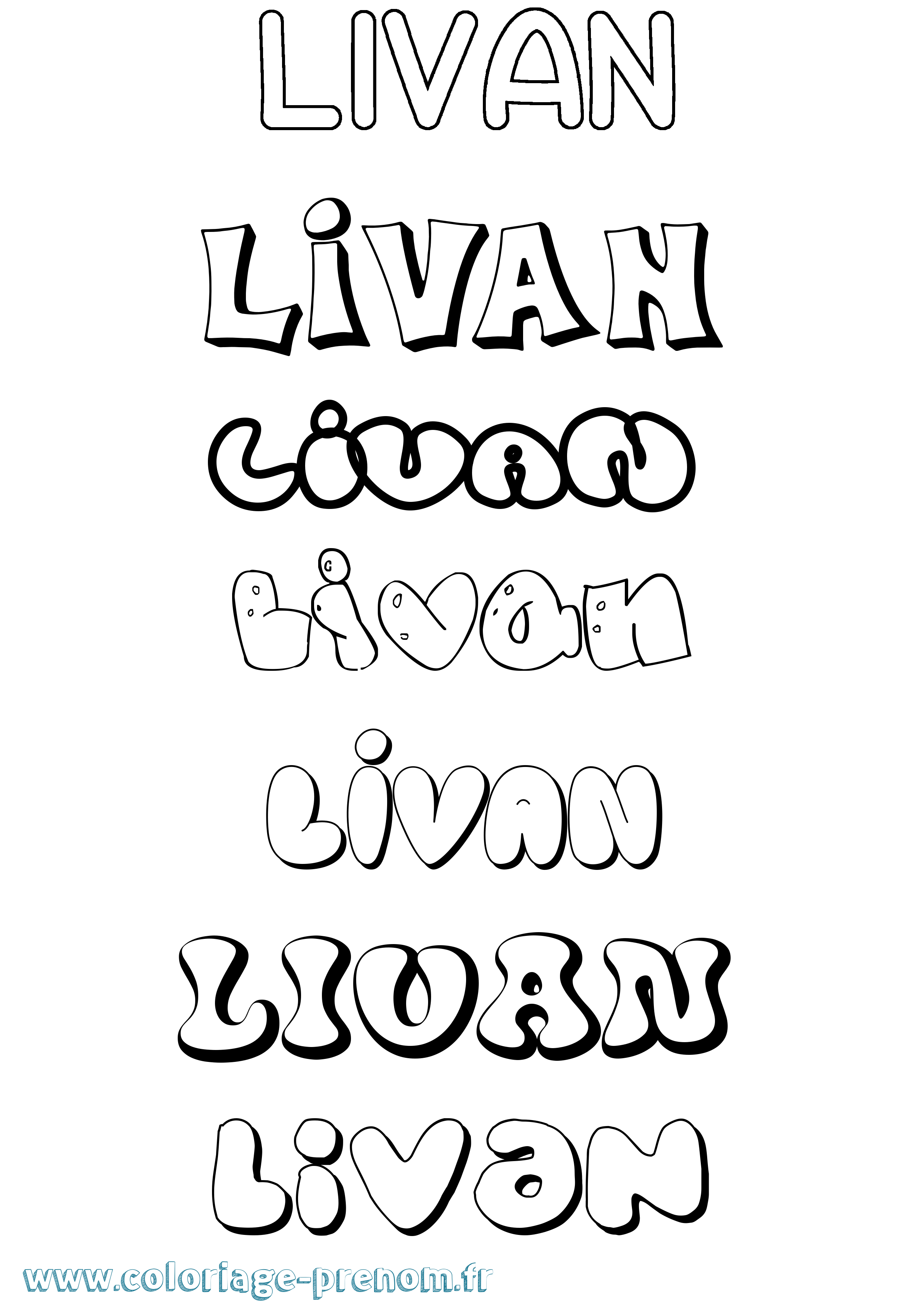 Coloriage prénom Livan Bubble