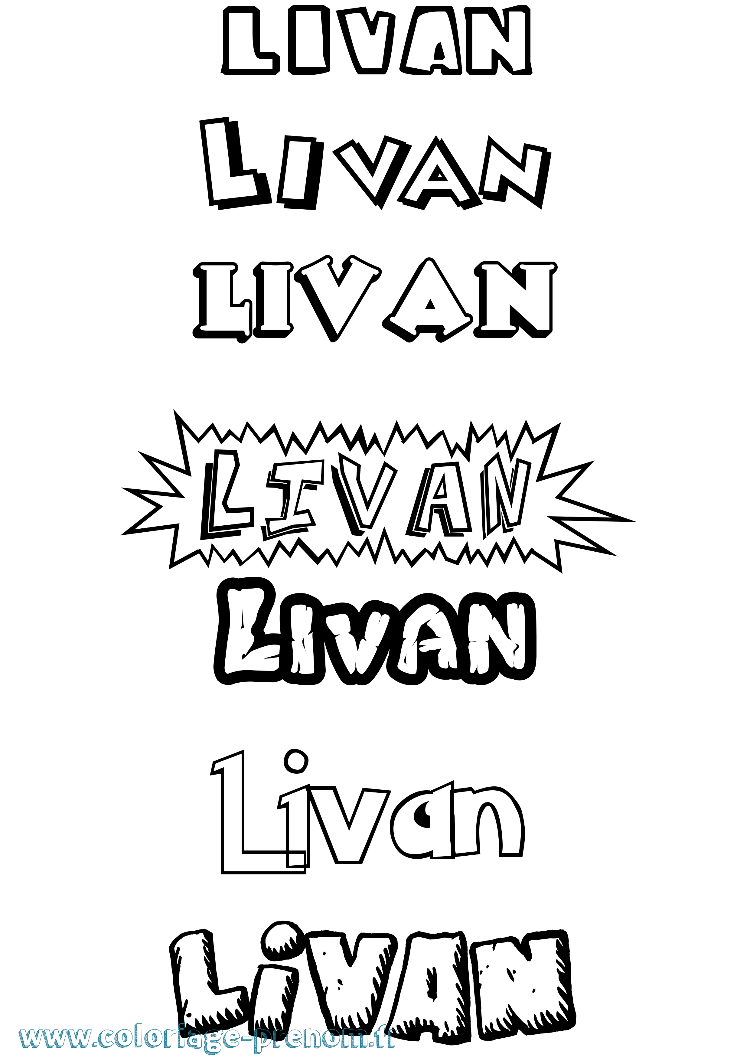Coloriage prénom Livan Dessin Animé