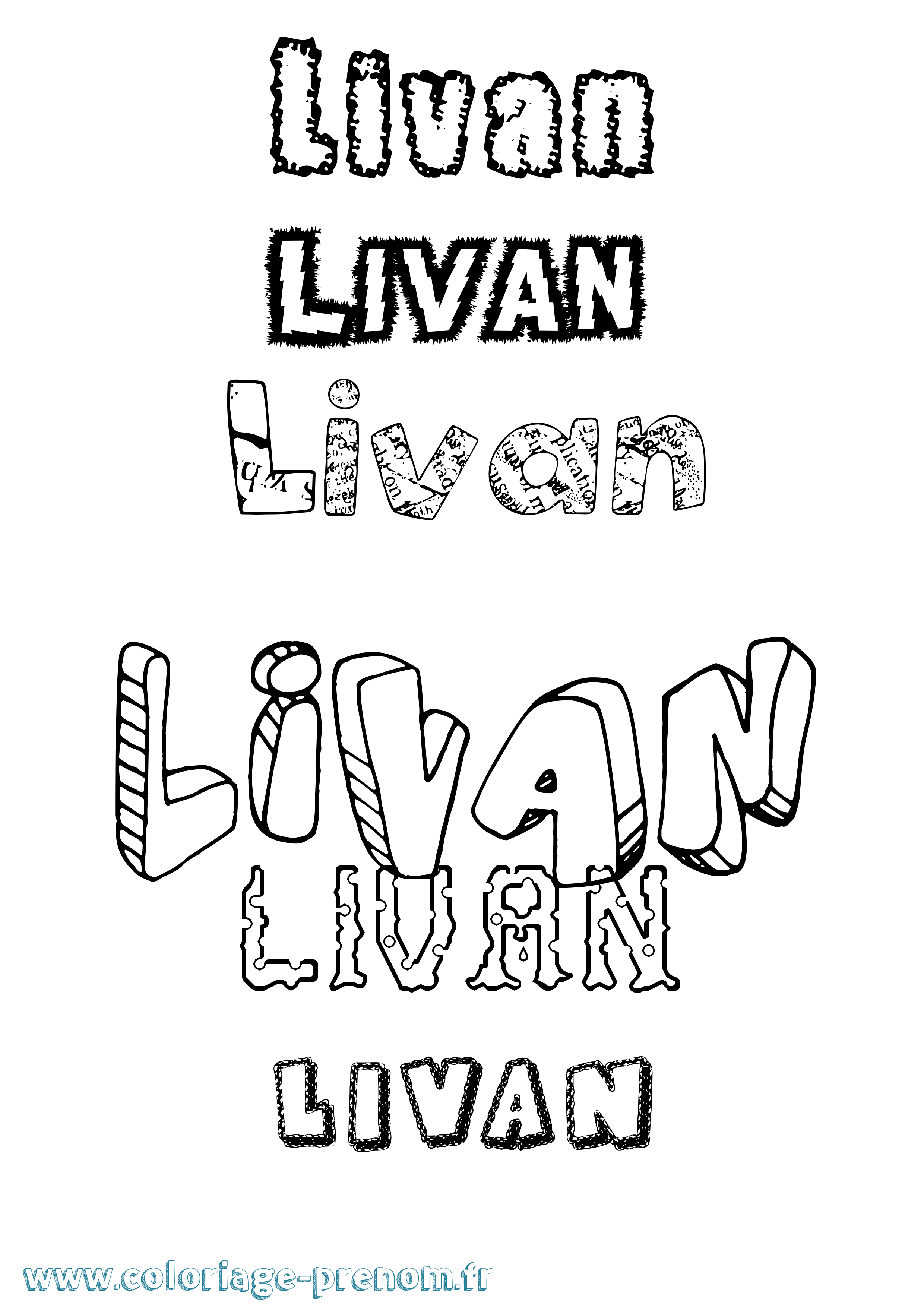 Coloriage prénom Livan Destructuré