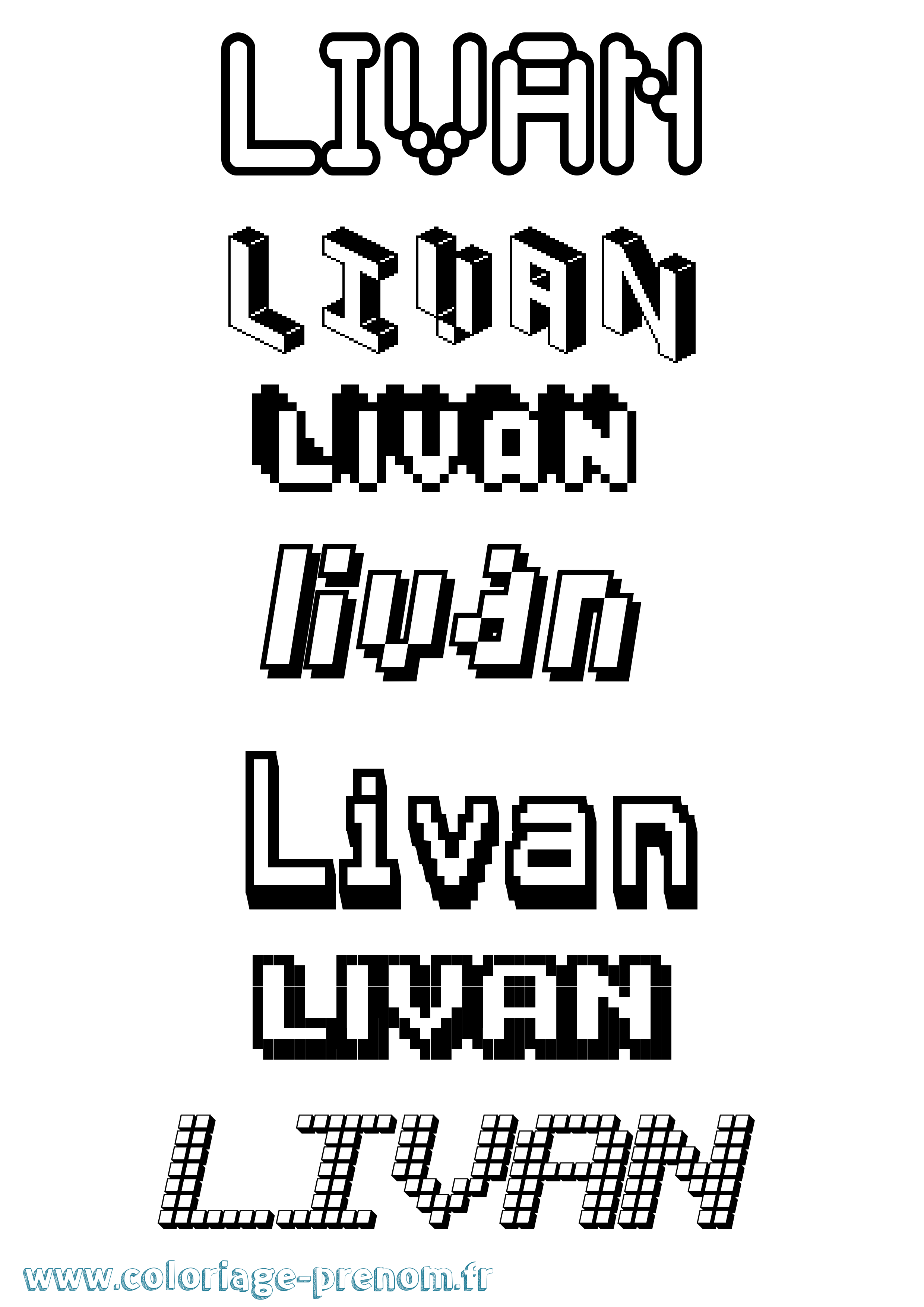 Coloriage prénom Livan Pixel
