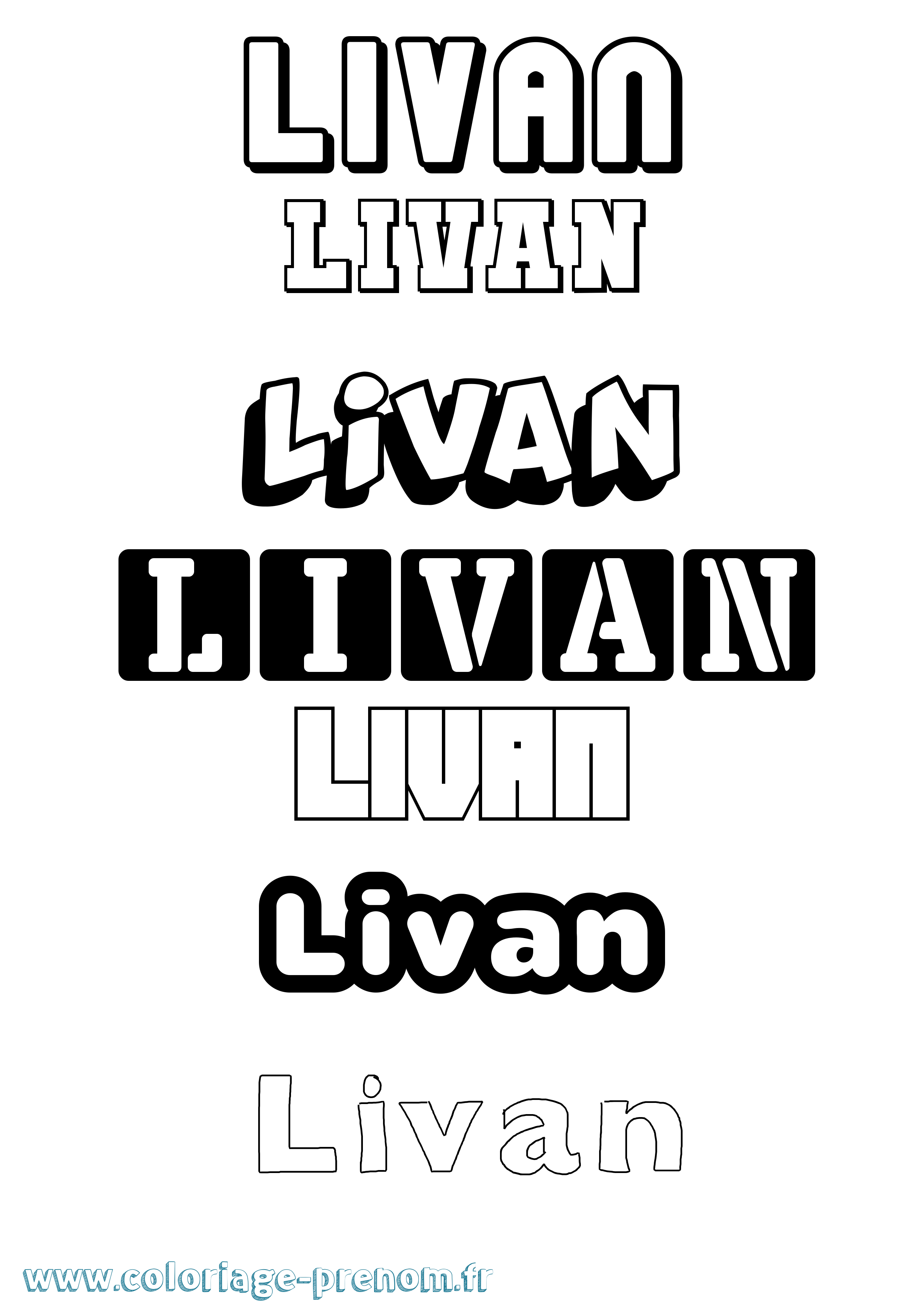 Coloriage prénom Livan Simple