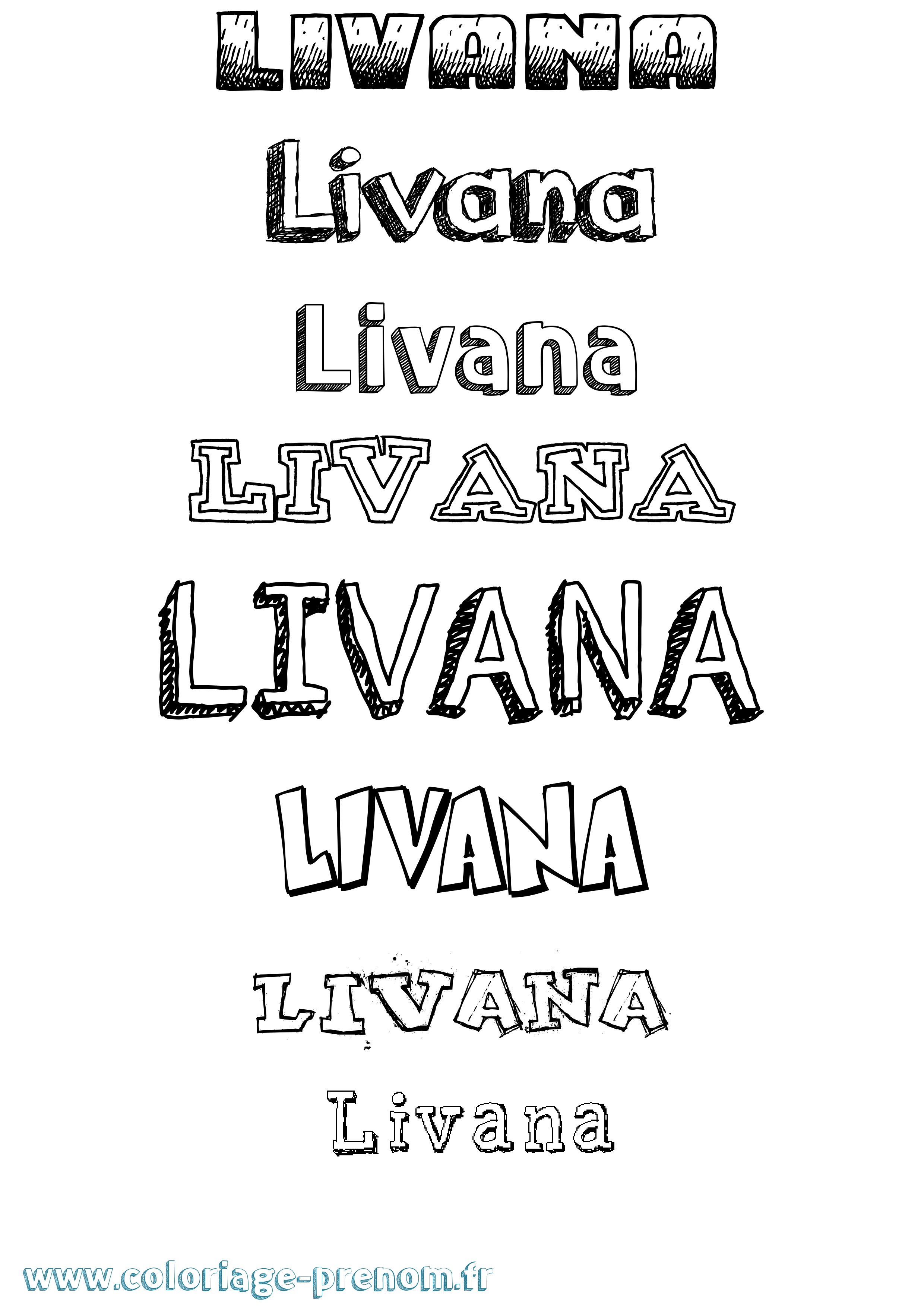 Coloriage prénom Livana Dessiné