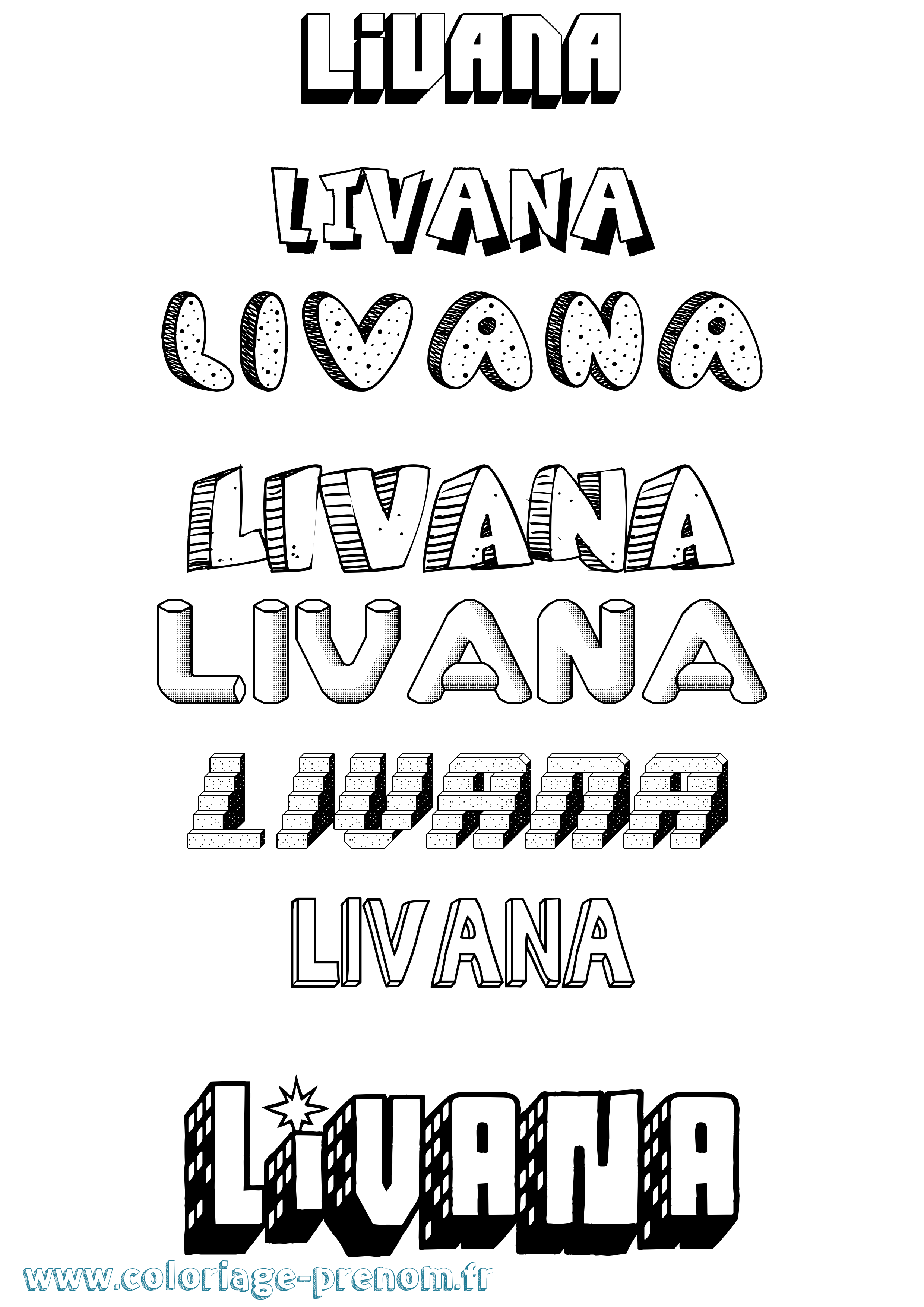 Coloriage prénom Livana Effet 3D