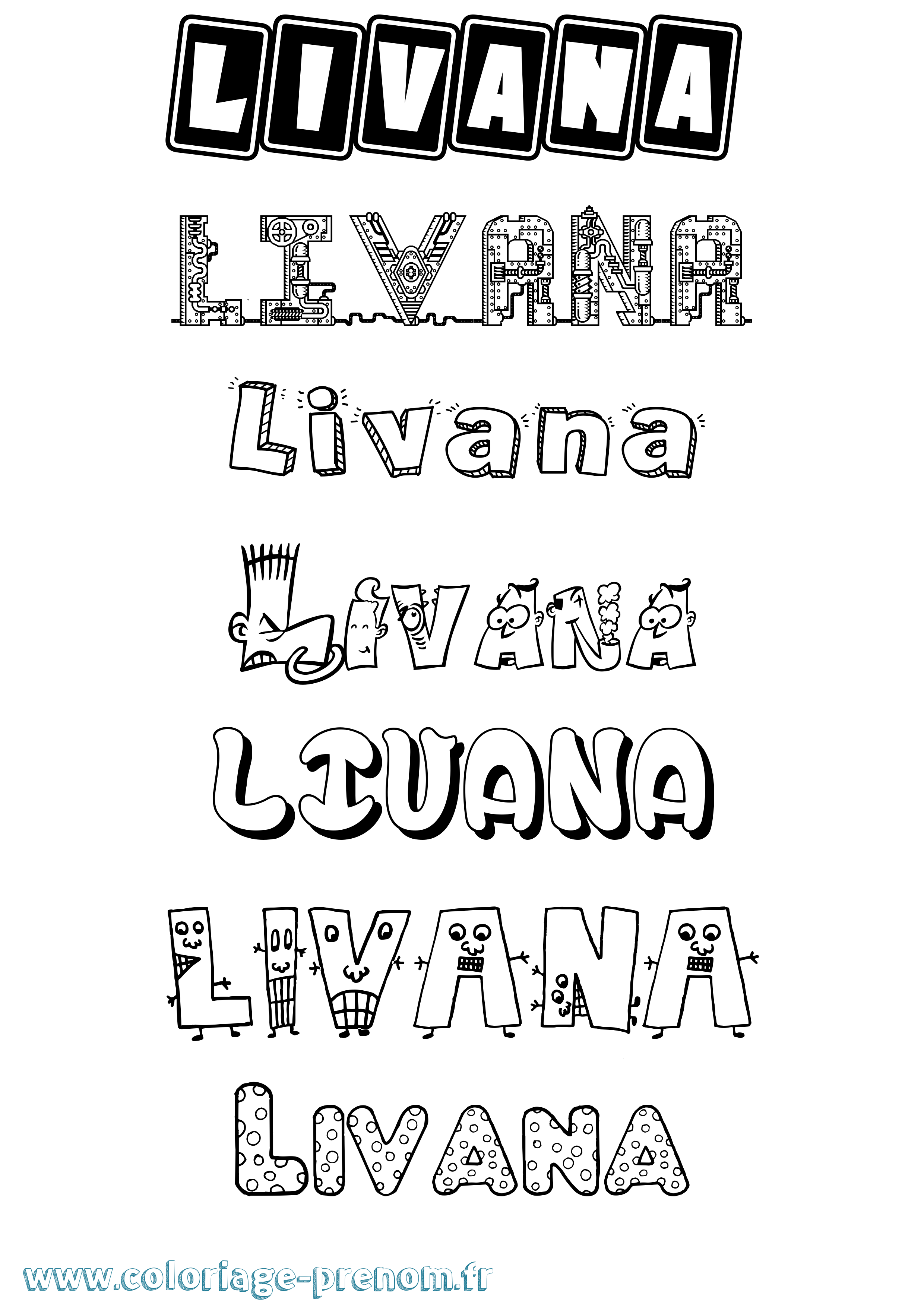 Coloriage prénom Livana Fun