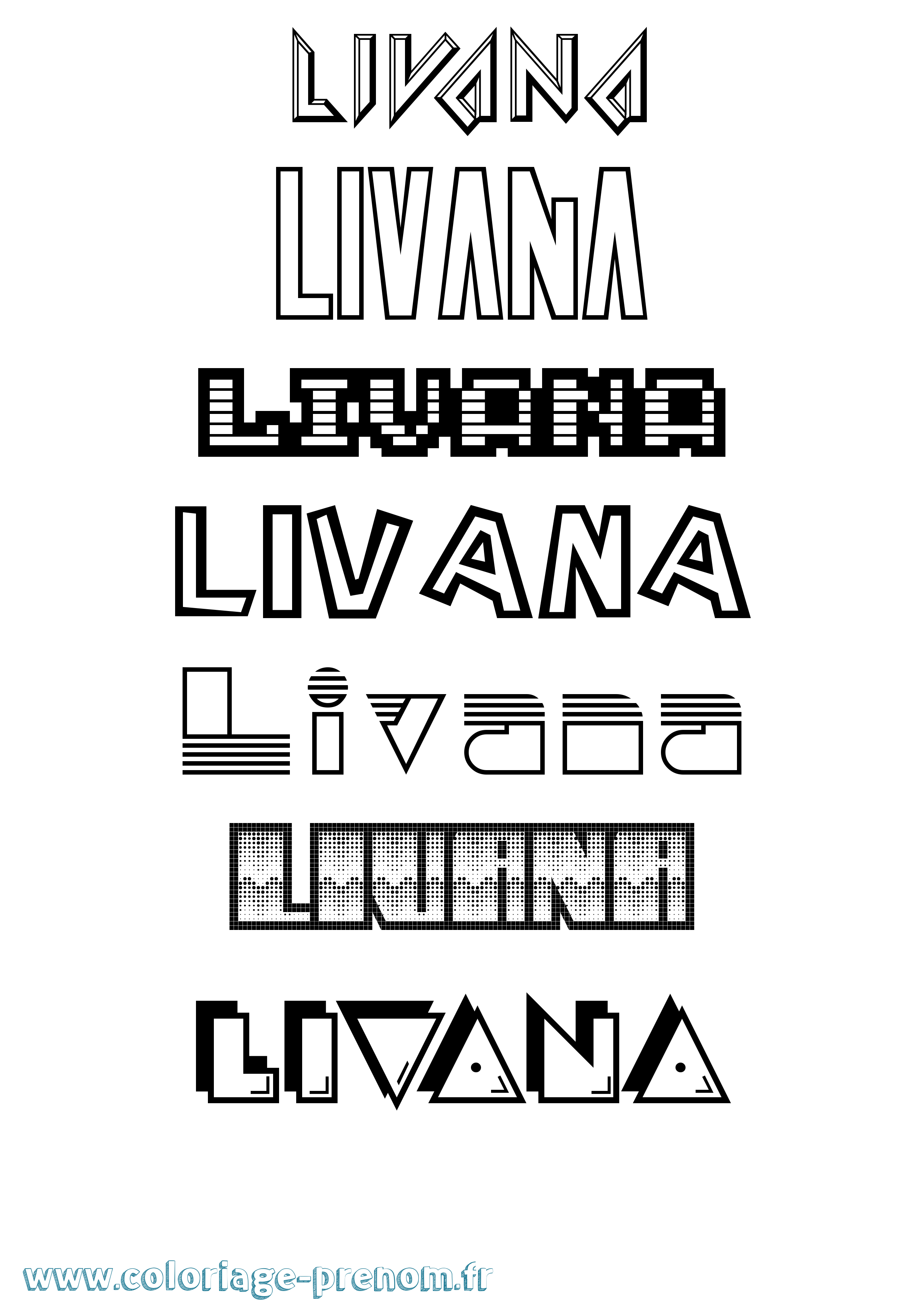Coloriage prénom Livana Jeux Vidéos