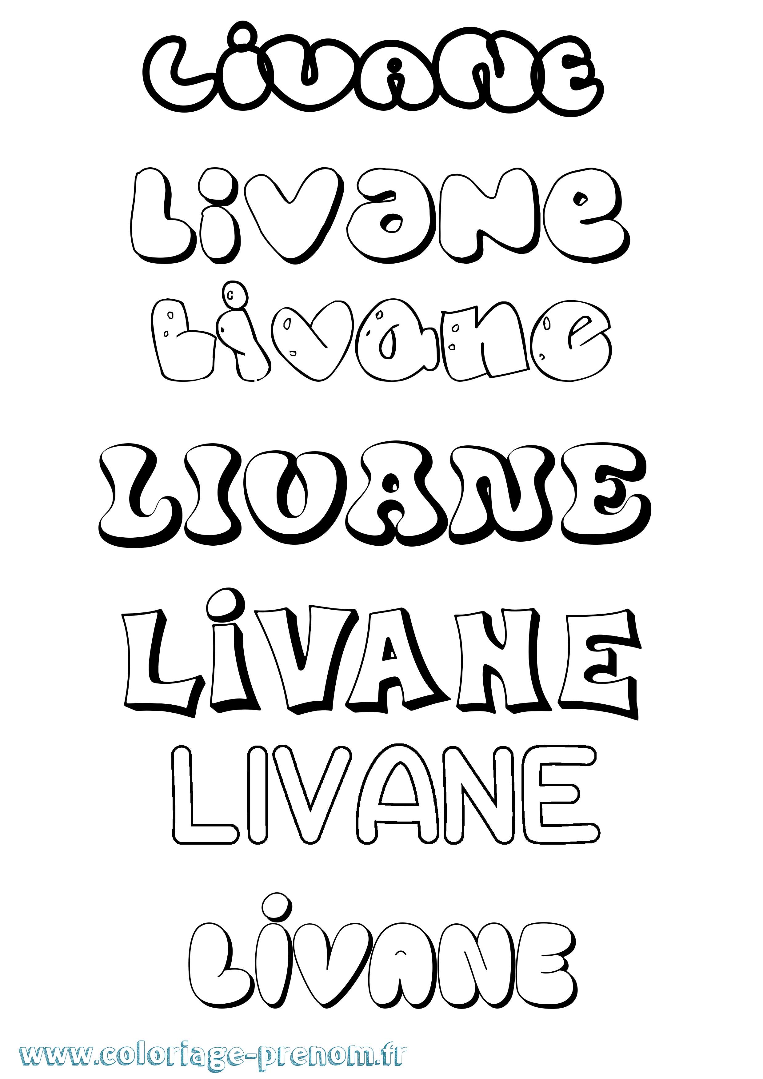 Coloriage prénom Livane Bubble