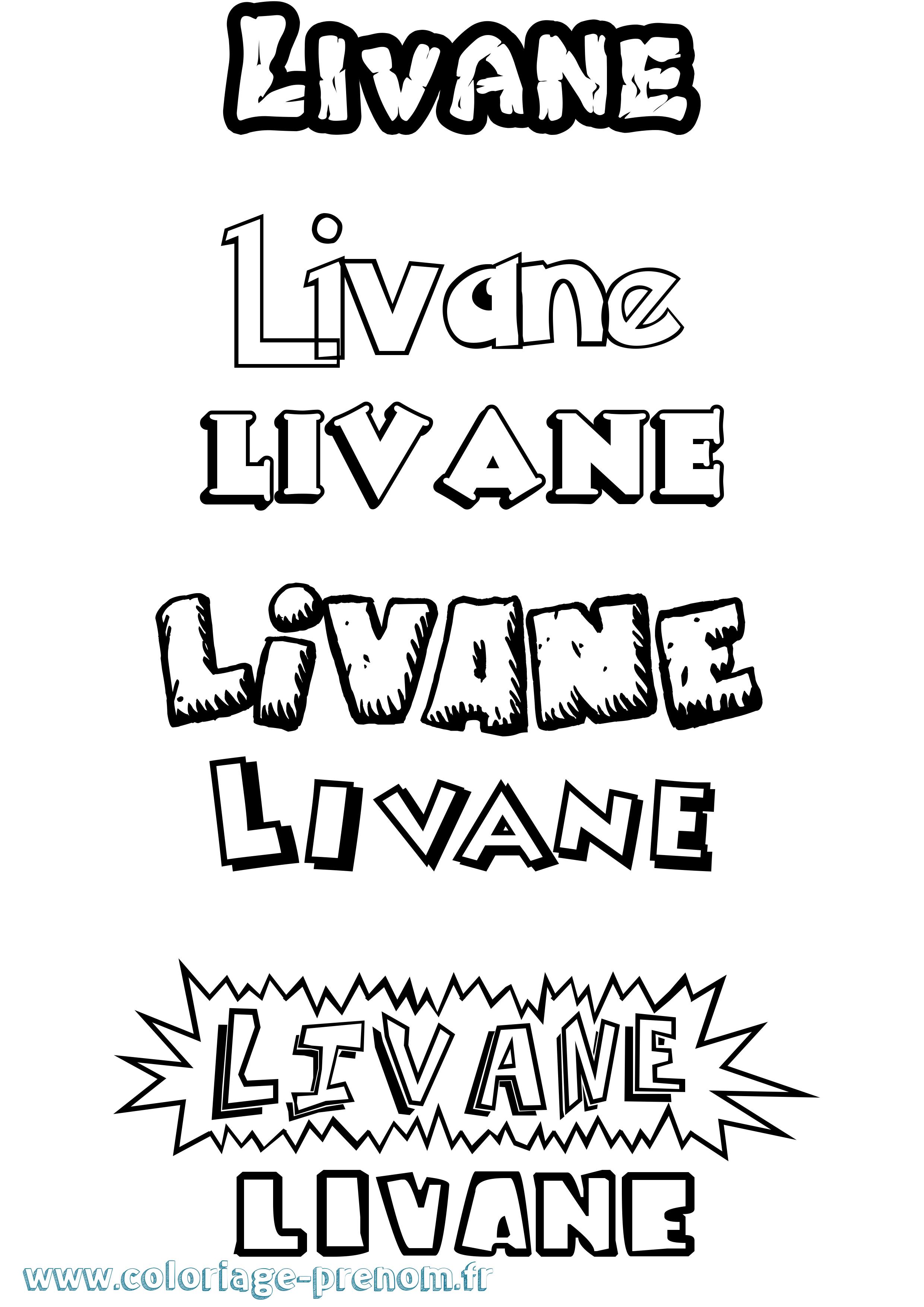 Coloriage prénom Livane Dessin Animé