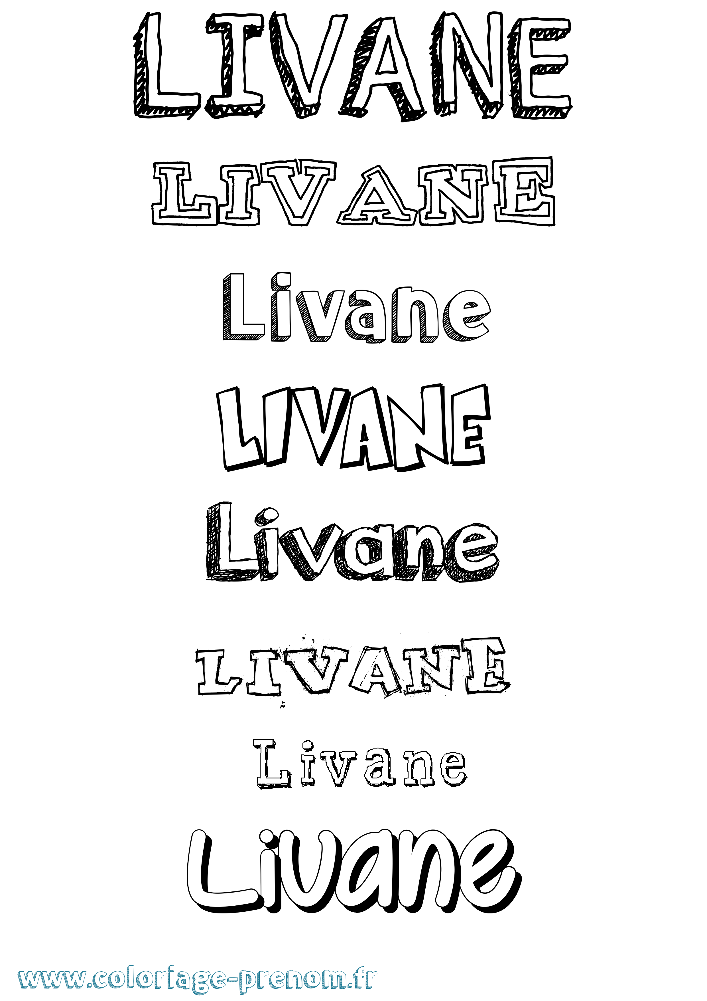 Coloriage prénom Livane Dessiné