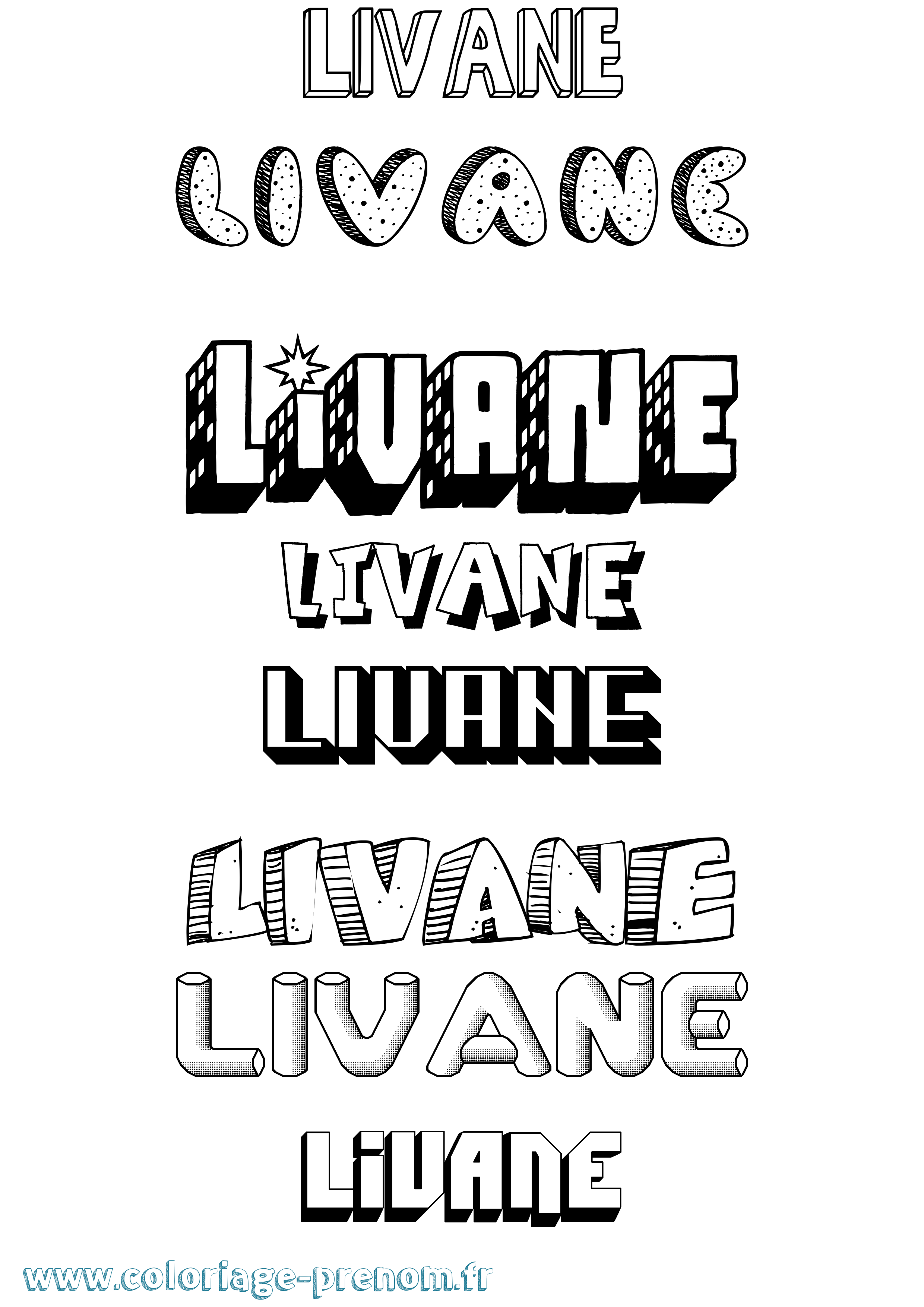 Coloriage prénom Livane Effet 3D