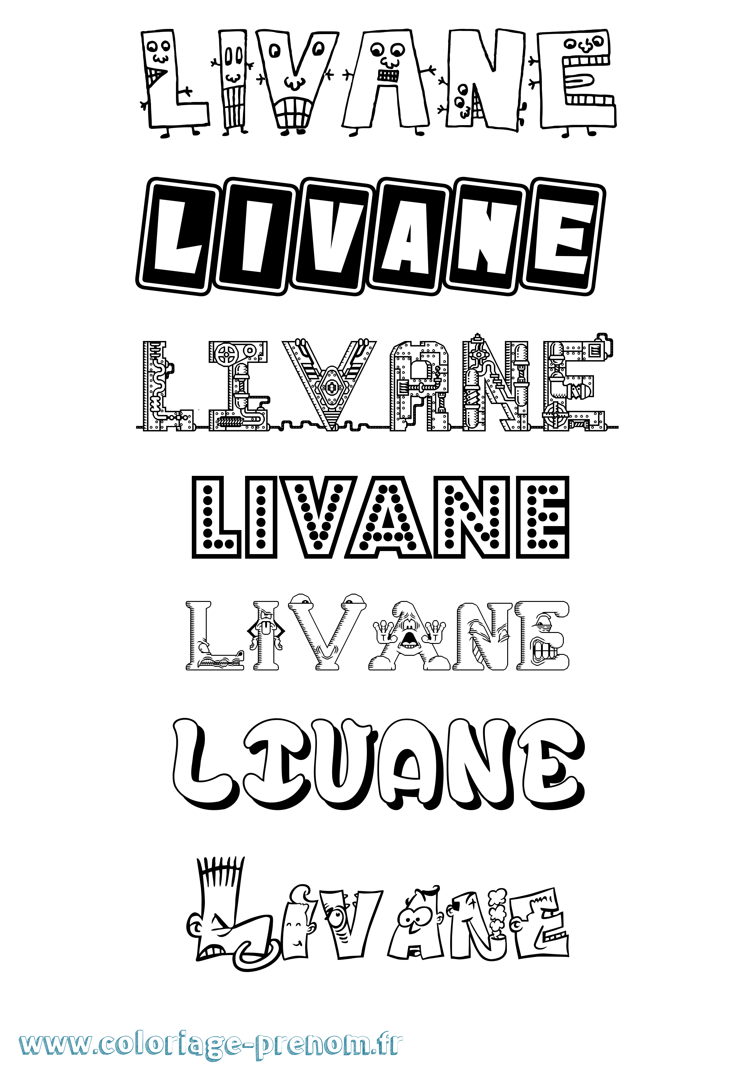 Coloriage prénom Livane Fun