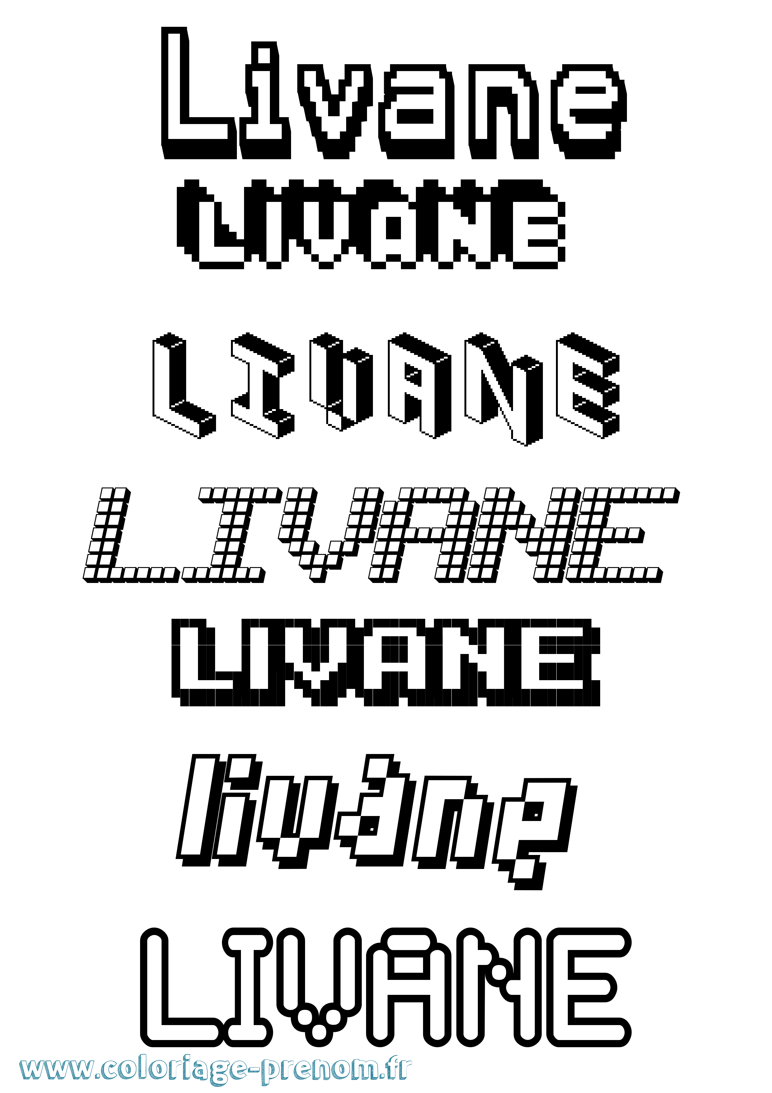 Coloriage prénom Livane Pixel