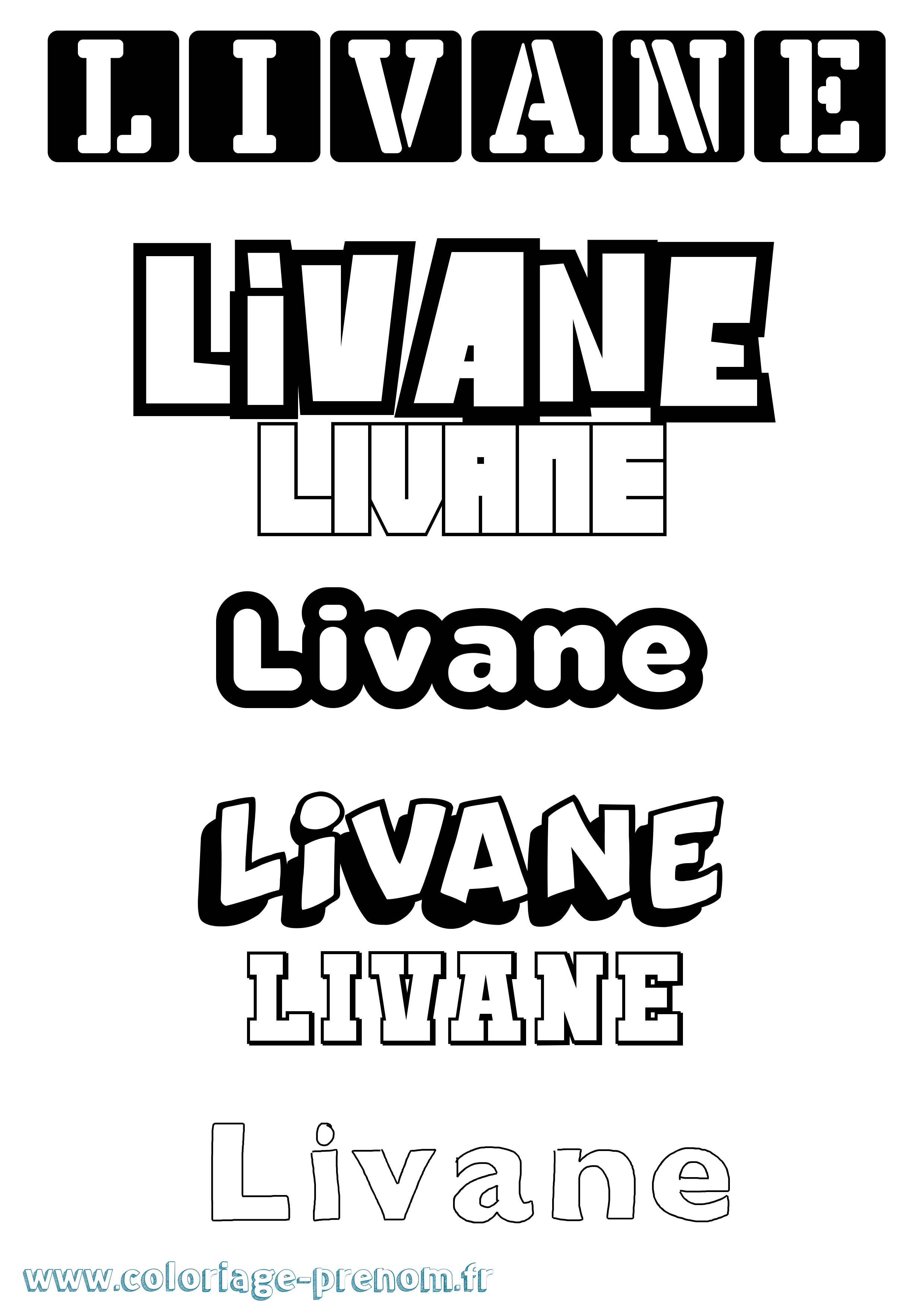 Coloriage prénom Livane Simple