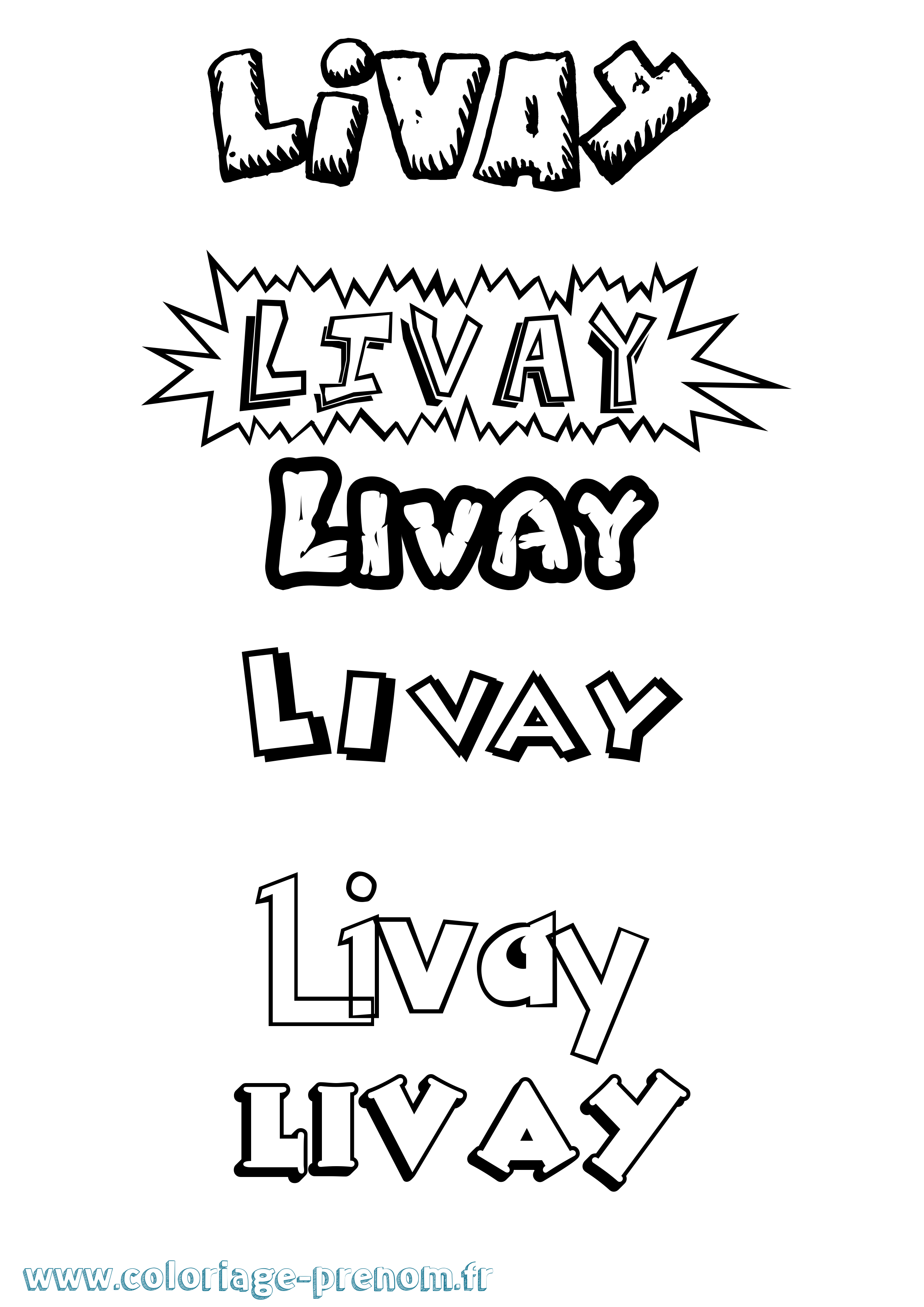 Coloriage prénom Livay Dessin Animé