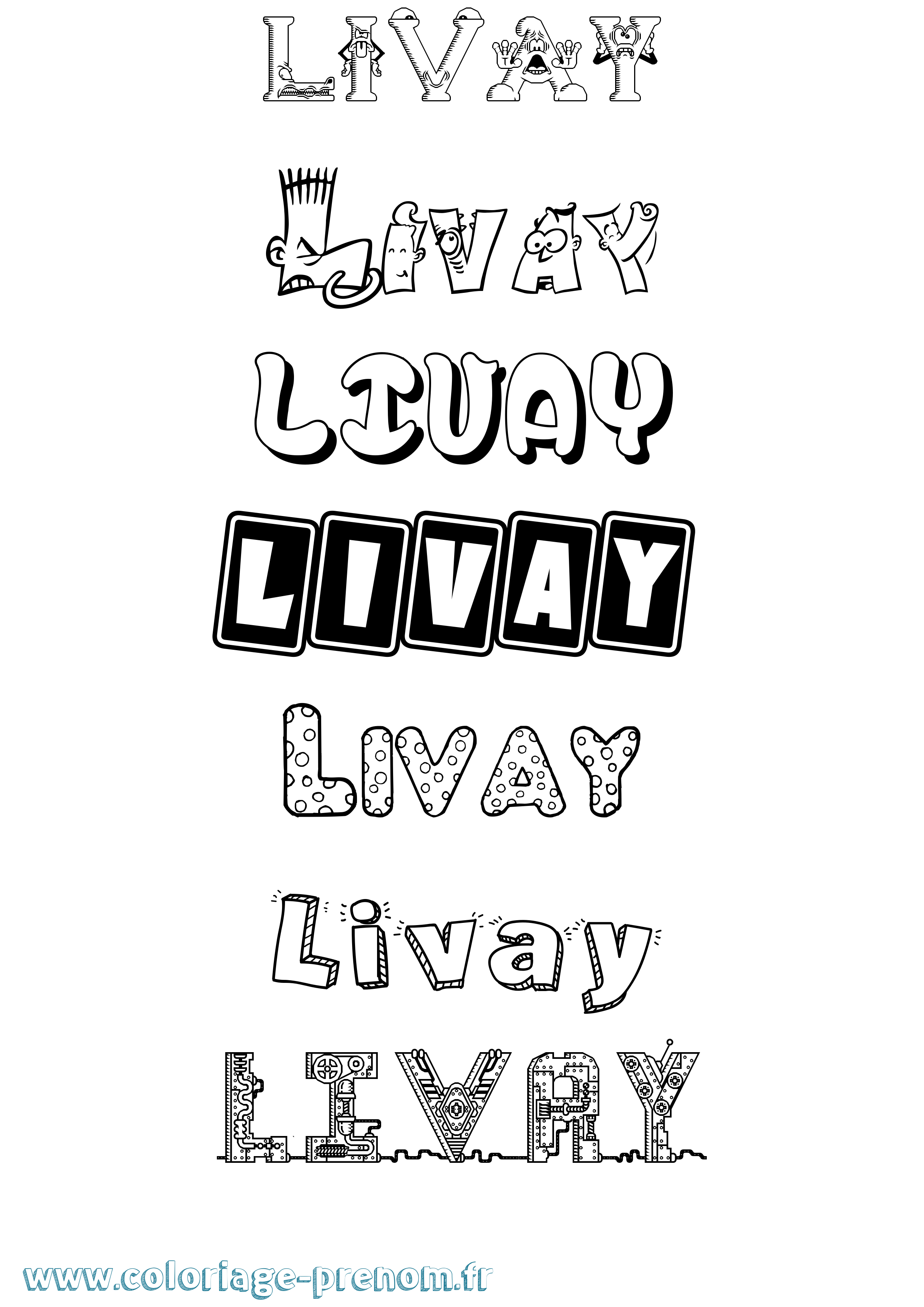 Coloriage prénom Livay Fun