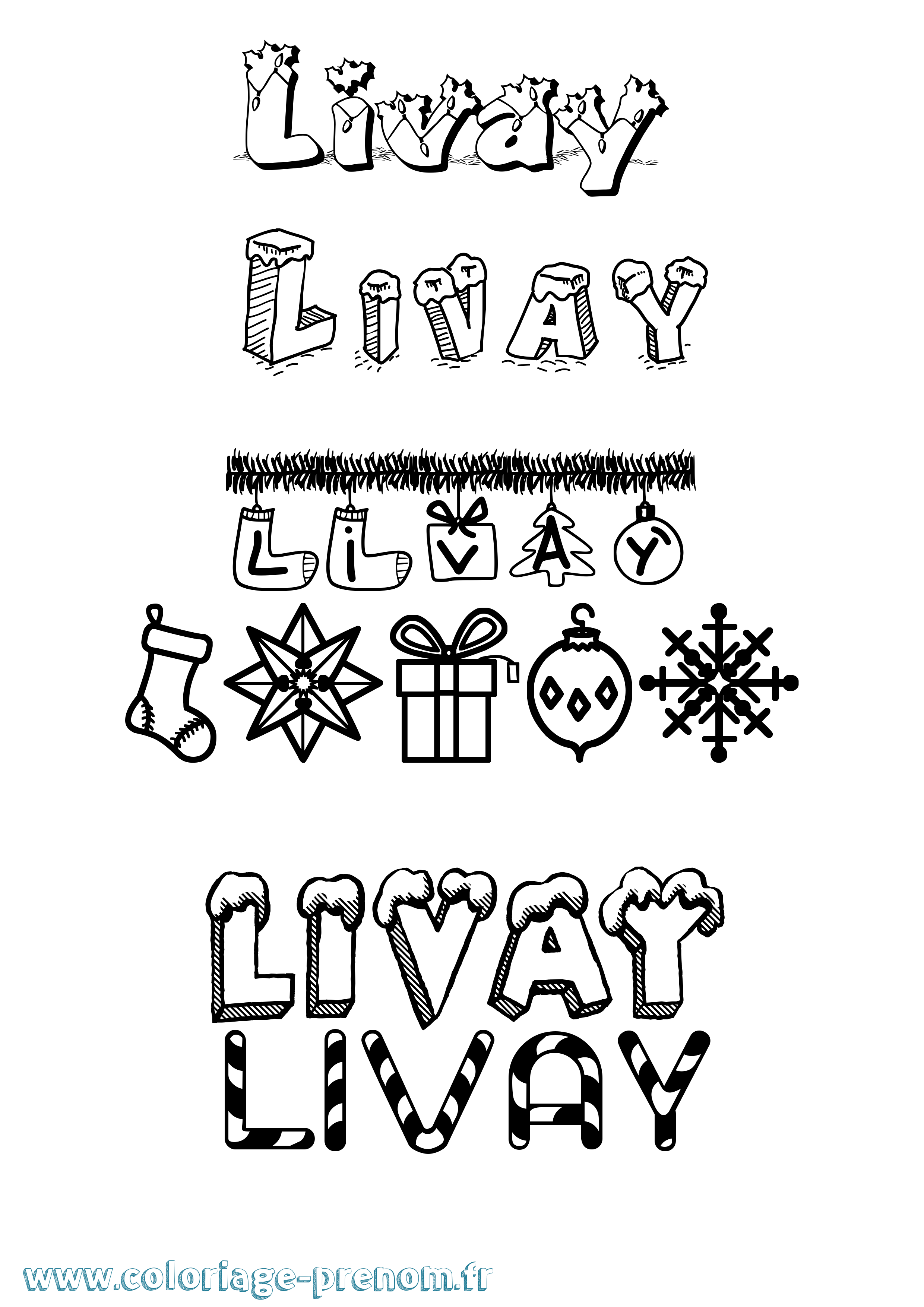 Coloriage prénom Livay Noël