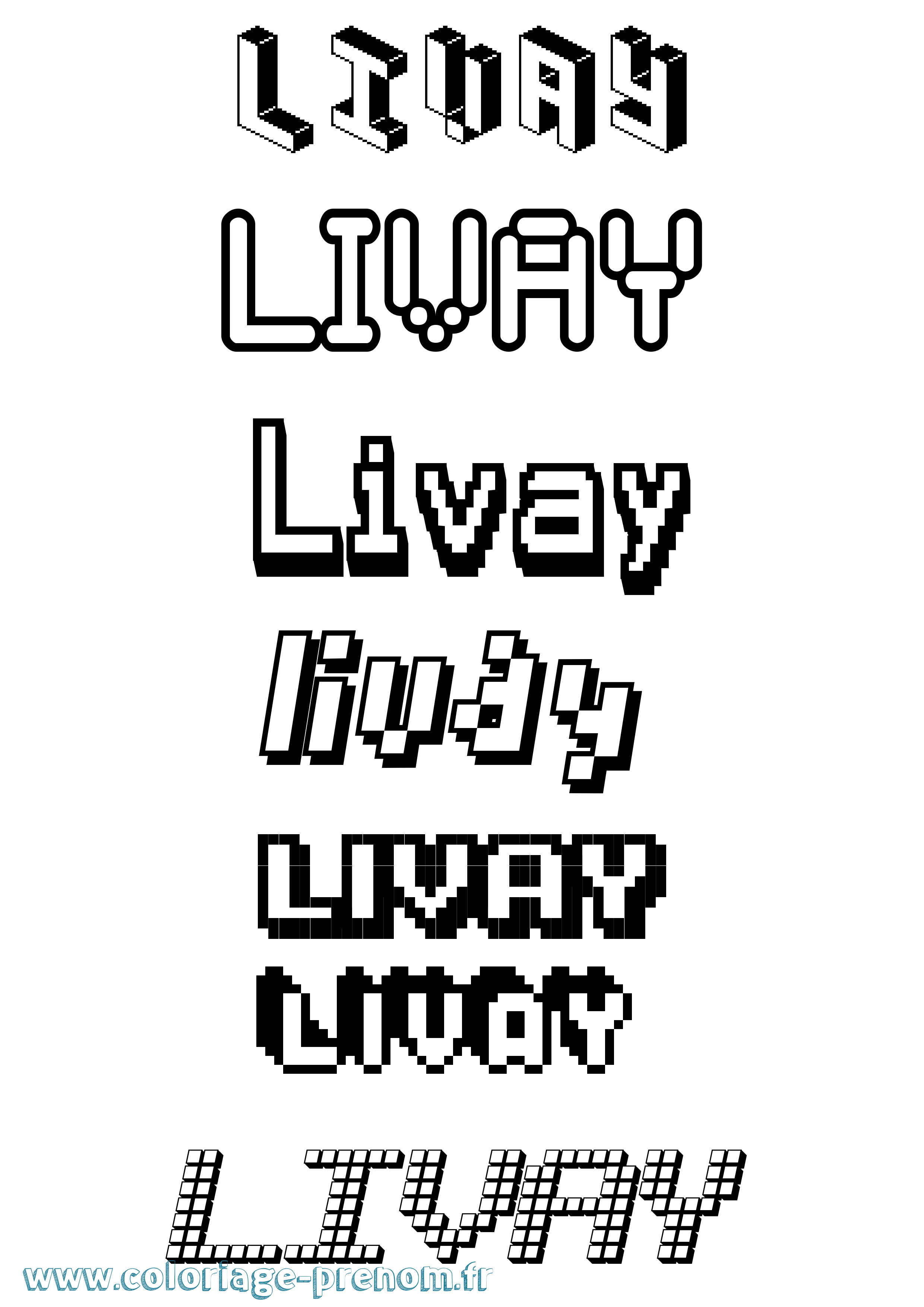 Coloriage prénom Livay Pixel