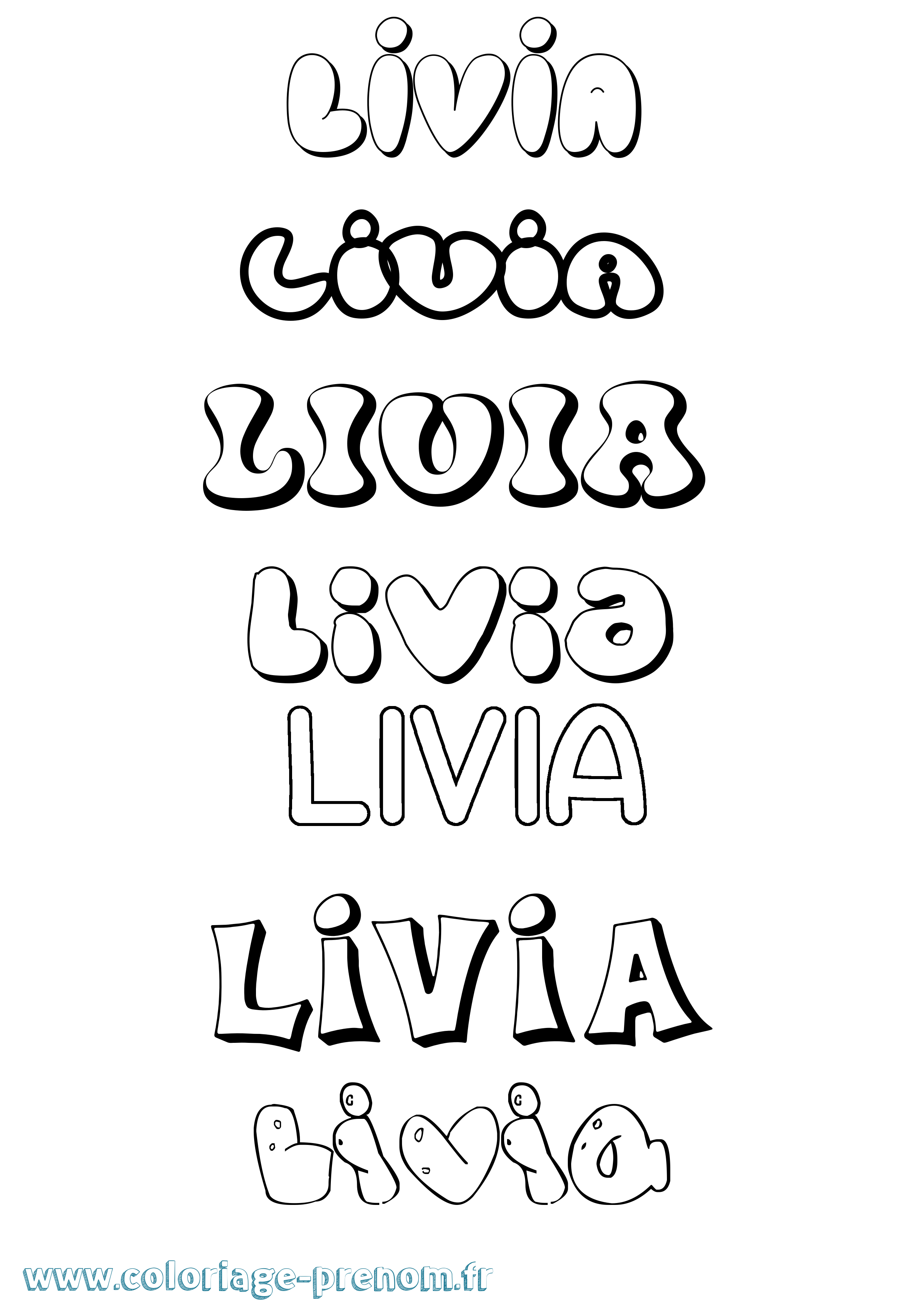Coloriage Livia Bubble Coloriage prénom Livia Bubble