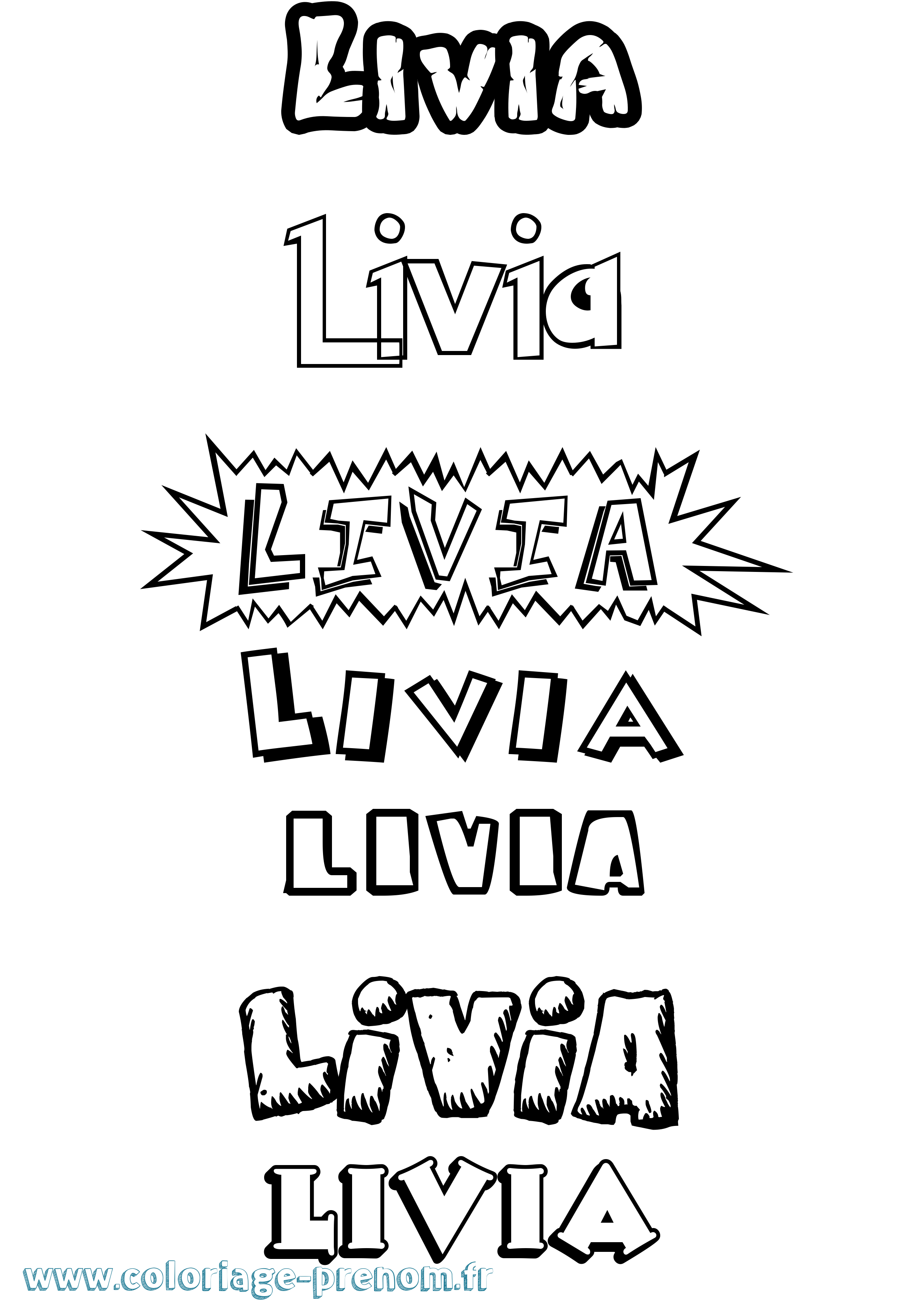 Coloriage Livia Dessin Animé Coloriage prénom Livia Dessin Animé