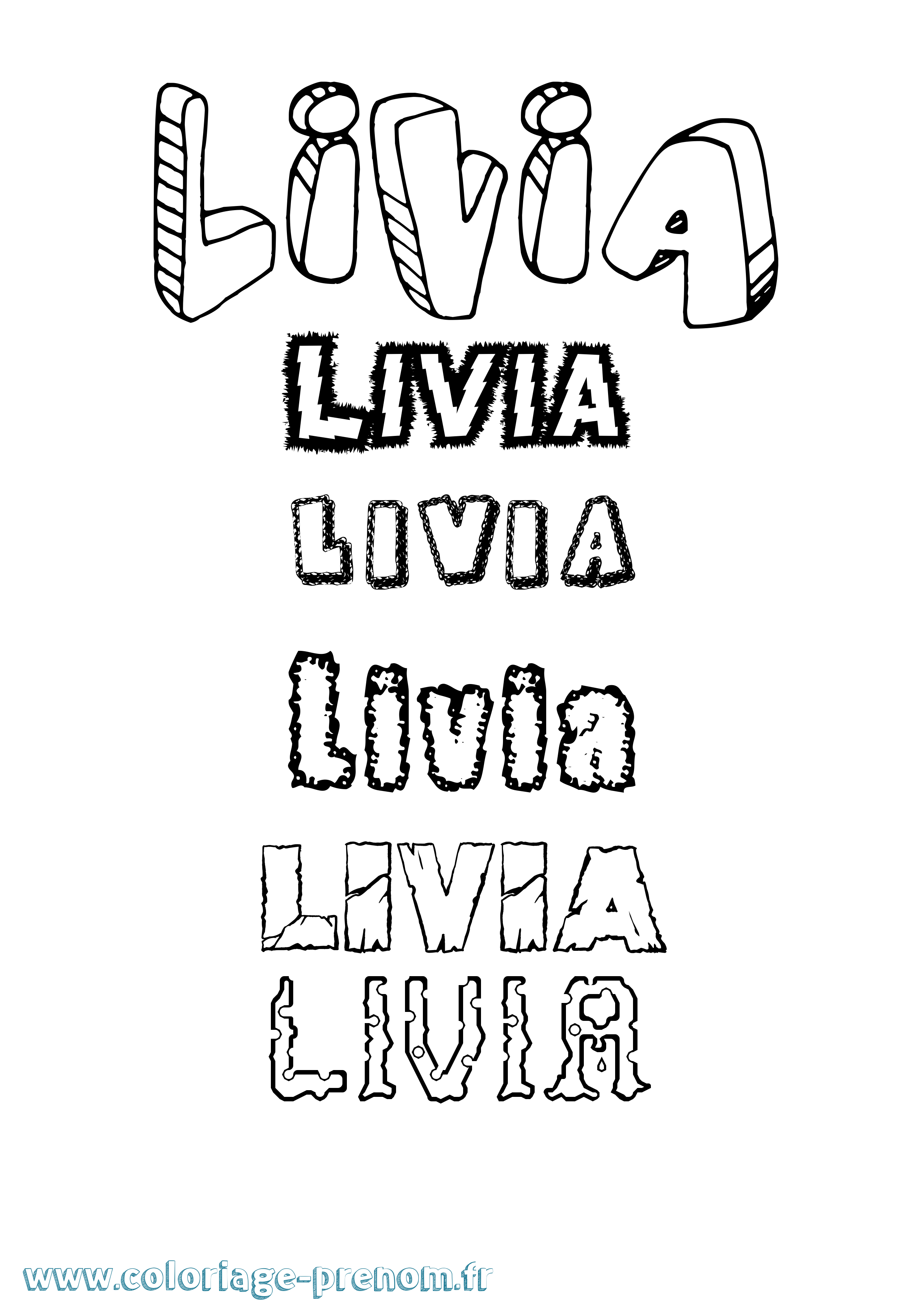 Coloriage prénom Livia Destructuré
