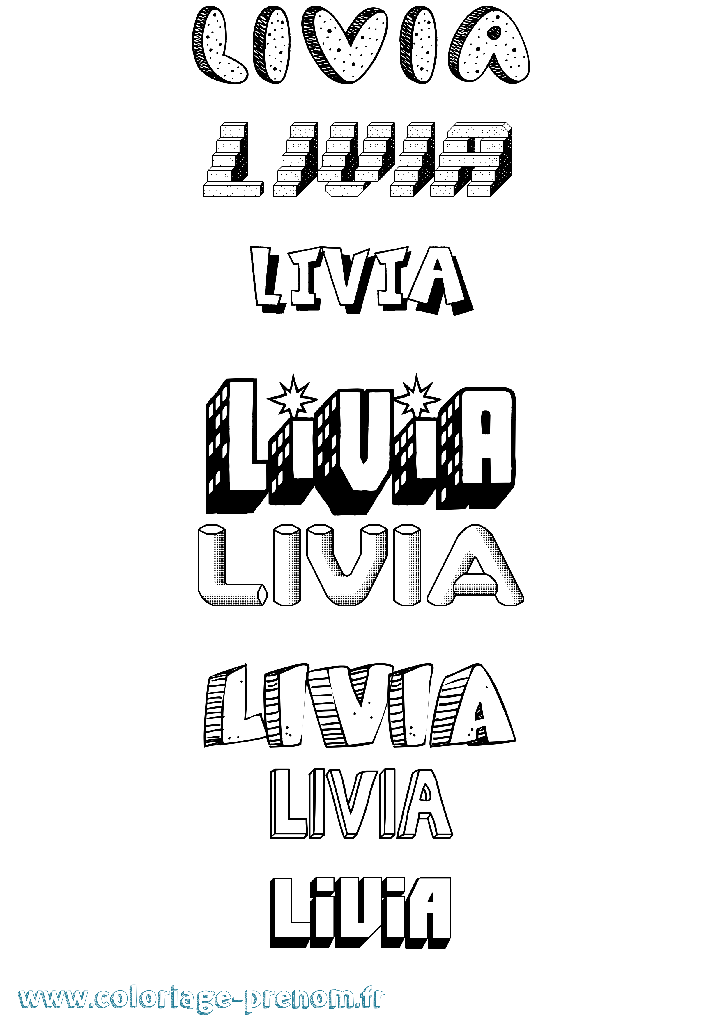 Coloriage Livia Effet 3D Coloriage prénom Livia Effet 3D
