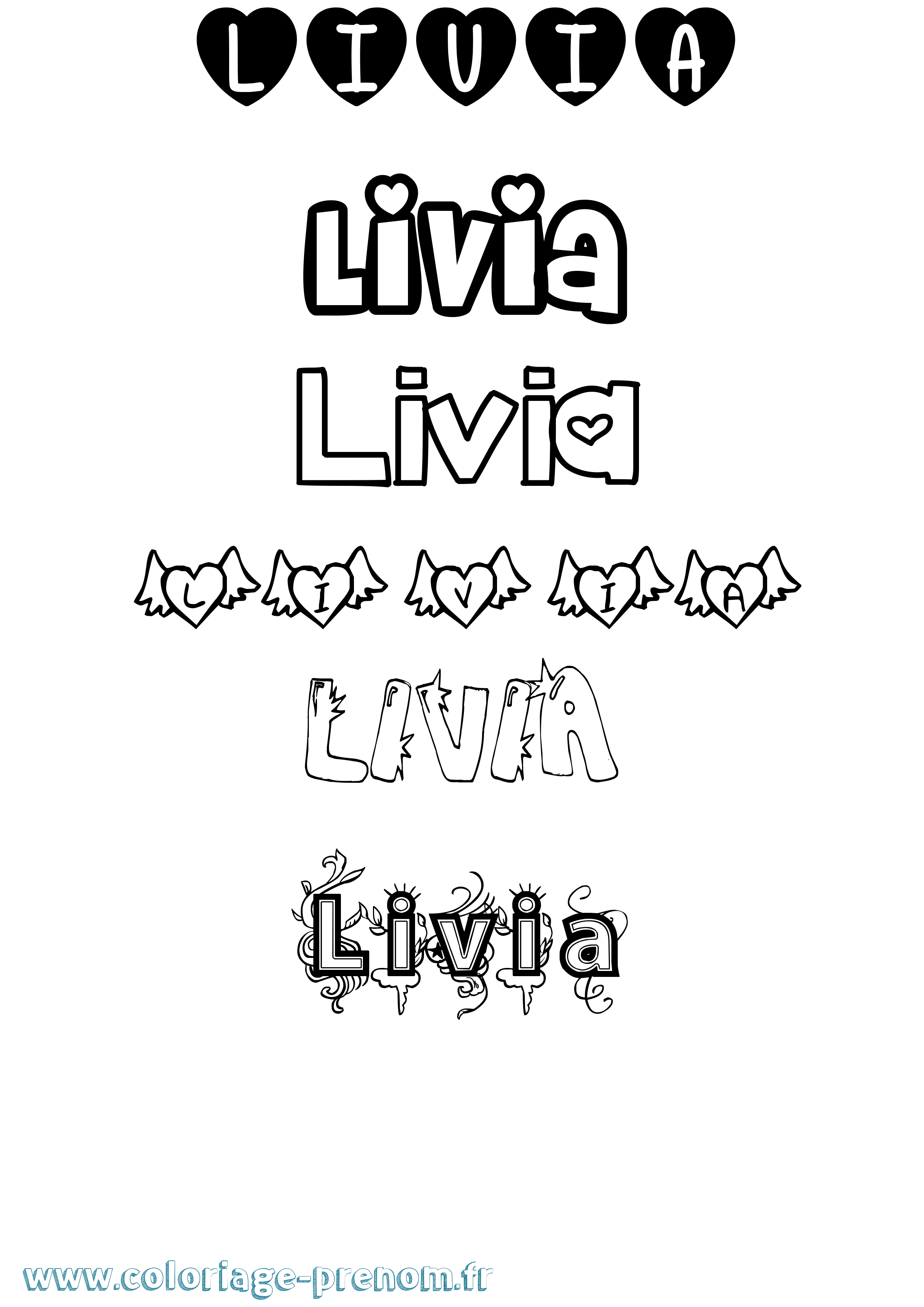 Coloriage prénom Livia Girly