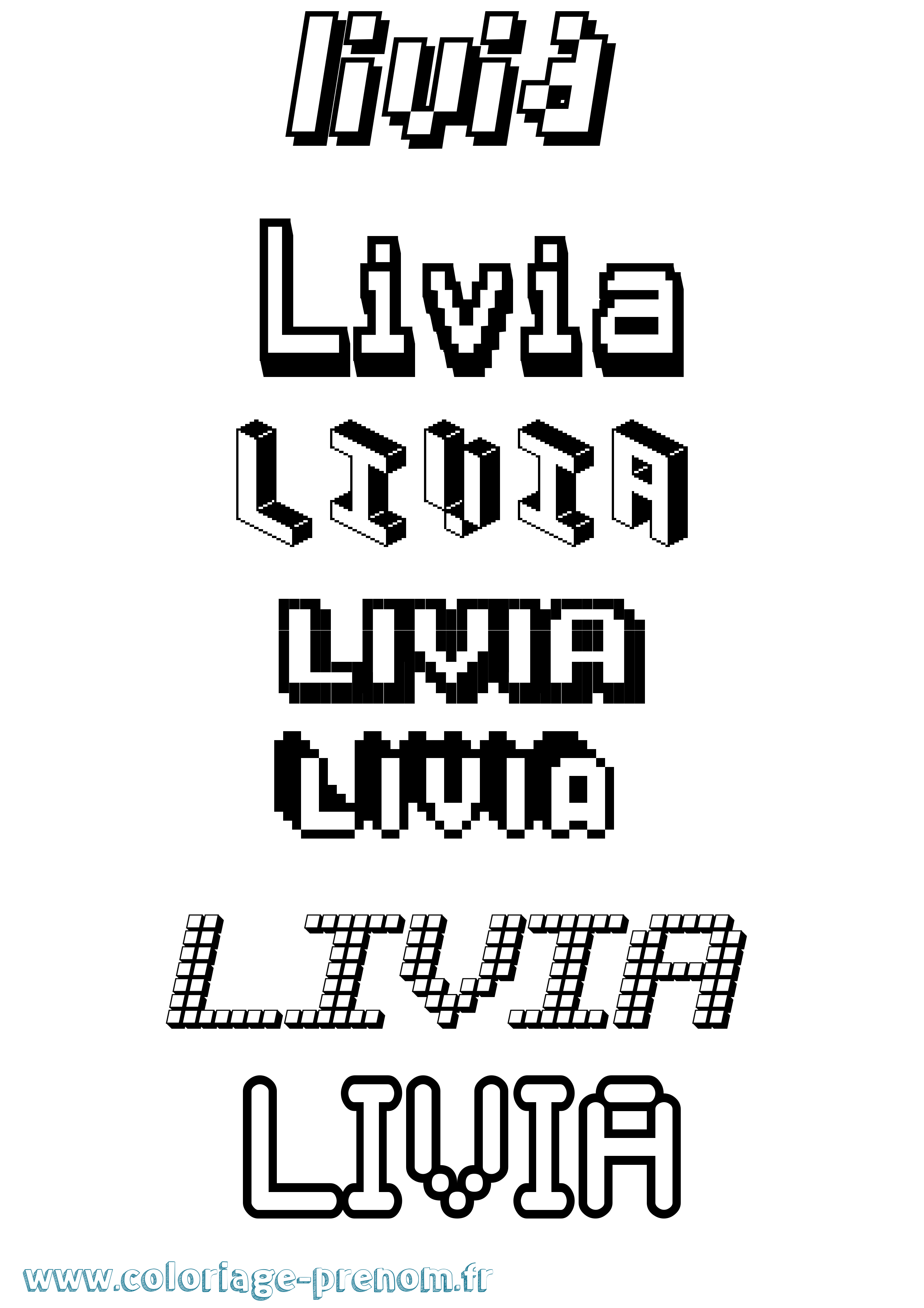 Coloriage prénom Livia Pixel