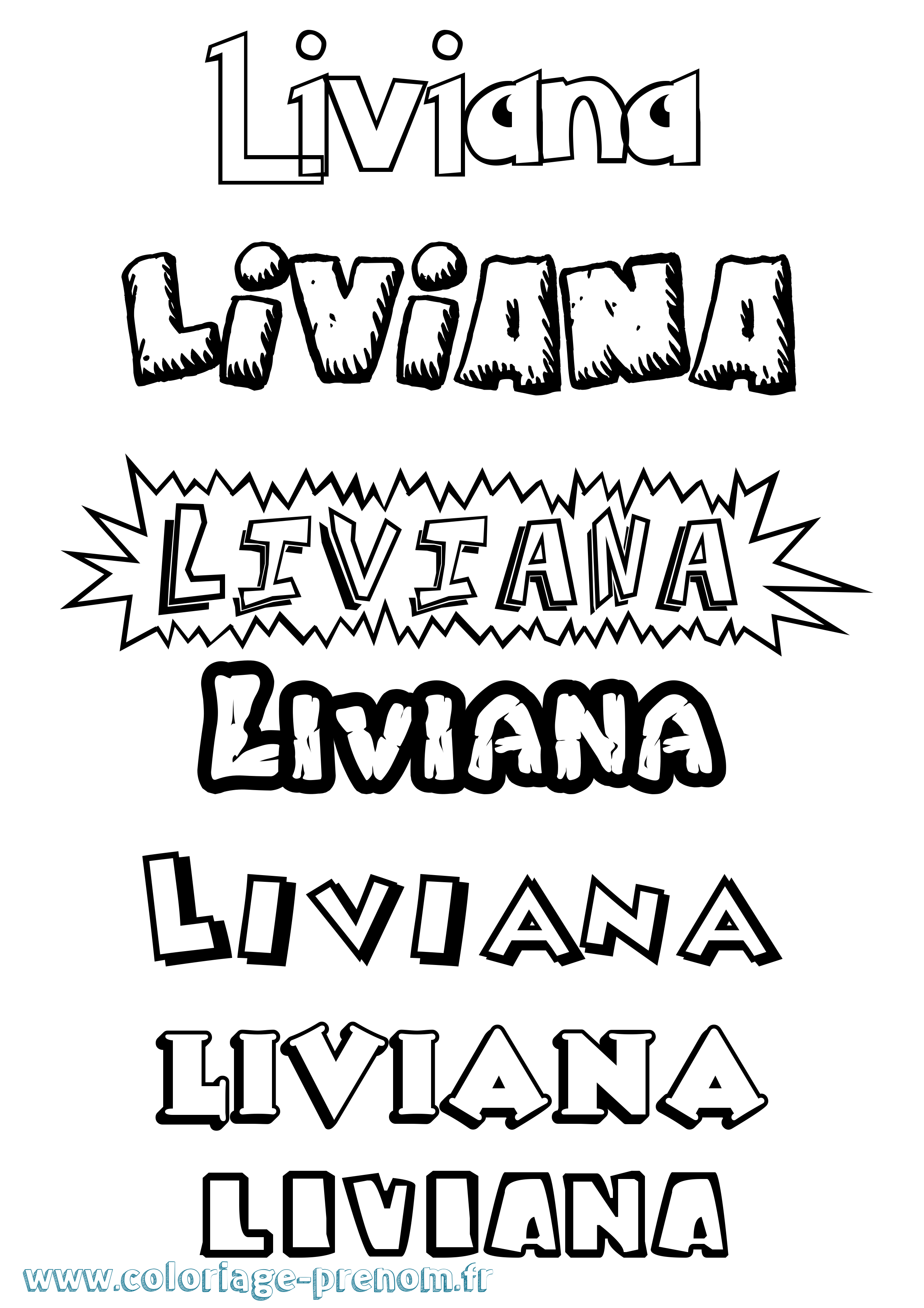 Coloriage prénom Liviana Dessin Animé
