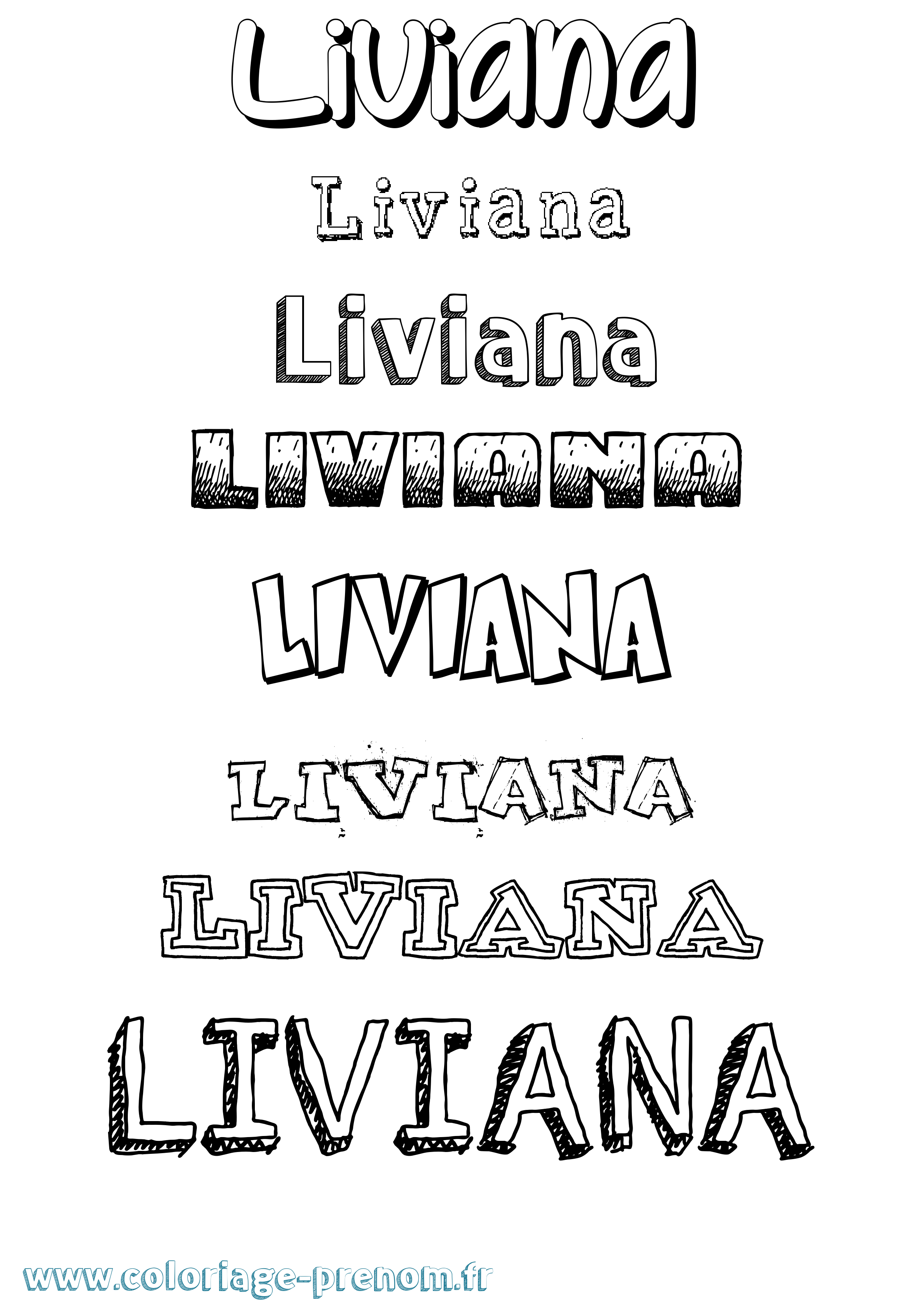 Coloriage prénom Liviana Dessiné