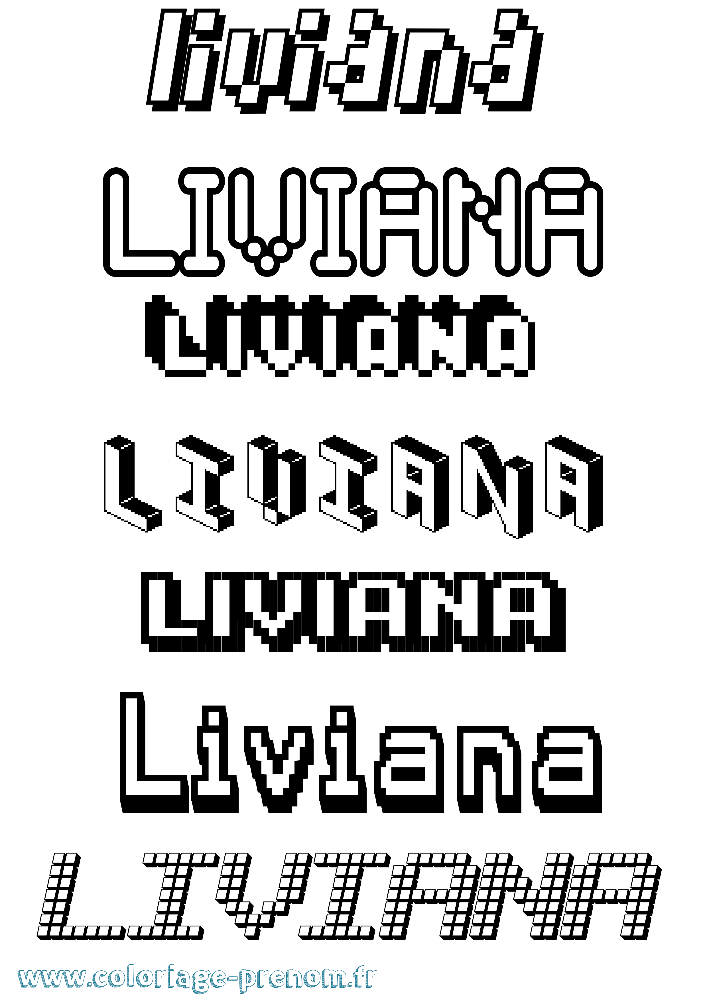 Coloriage prénom Liviana Pixel