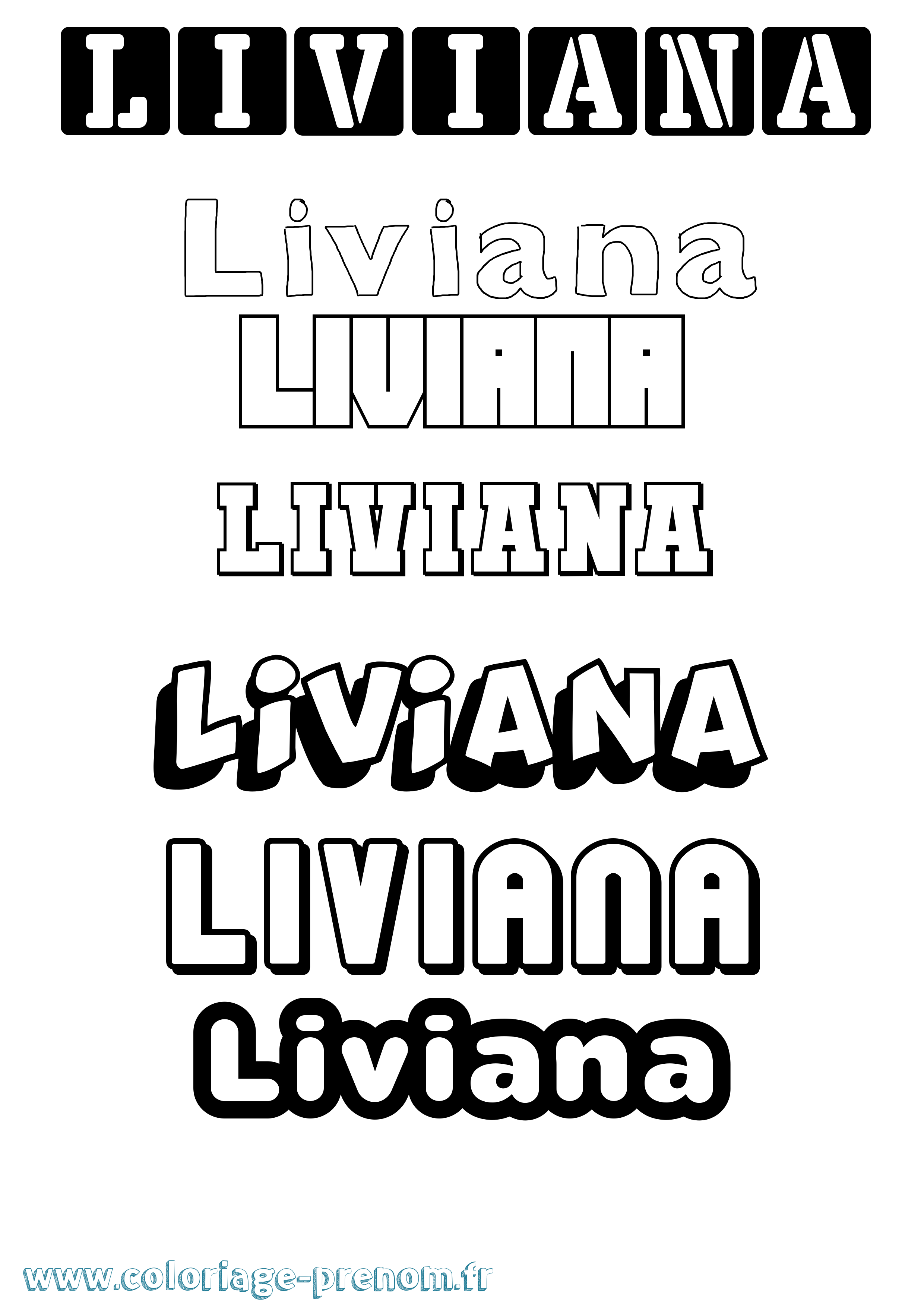 Coloriage prénom Liviana Simple
