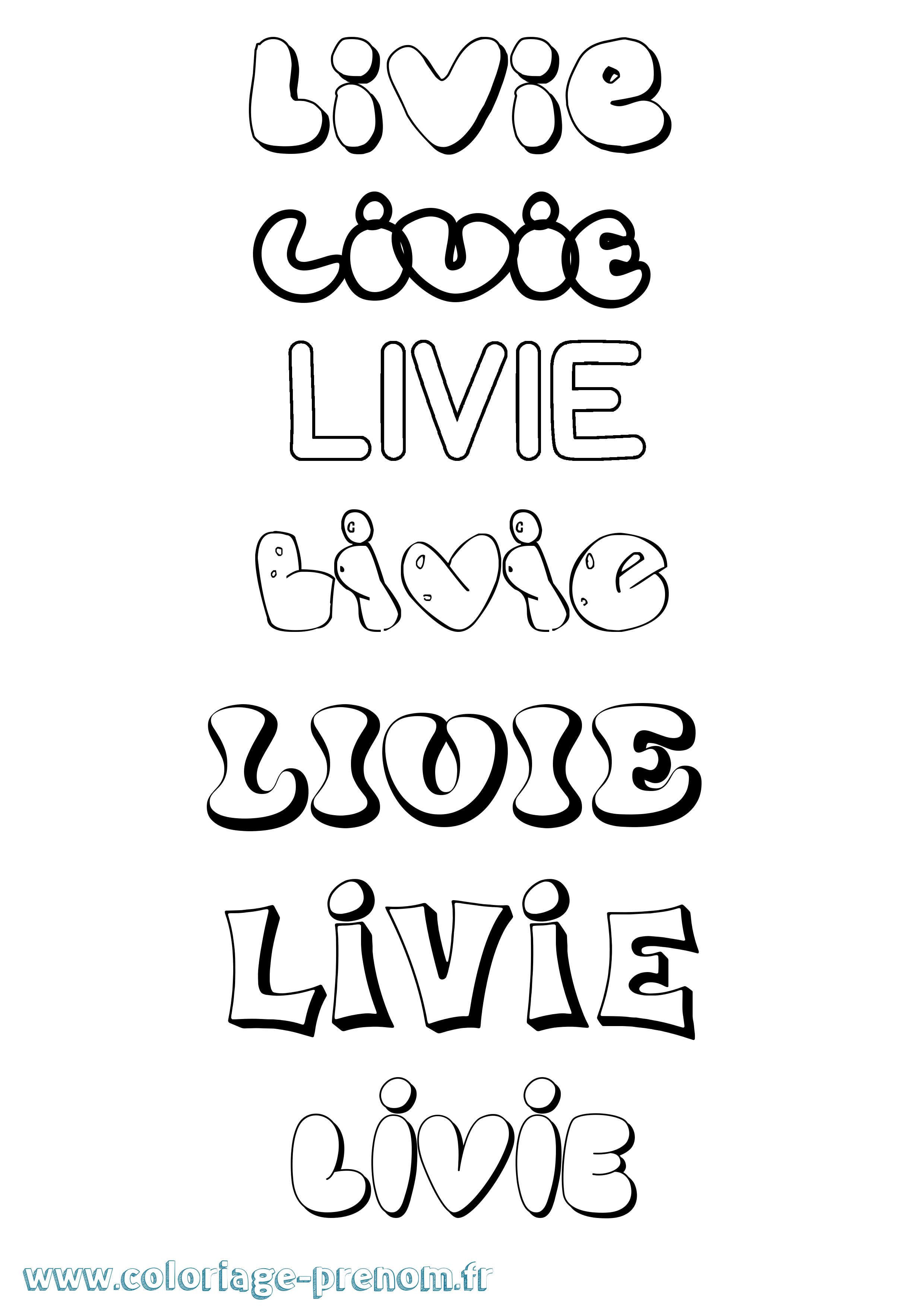 Coloriage Livie Bubble Coloriage prénom Livie Bubble