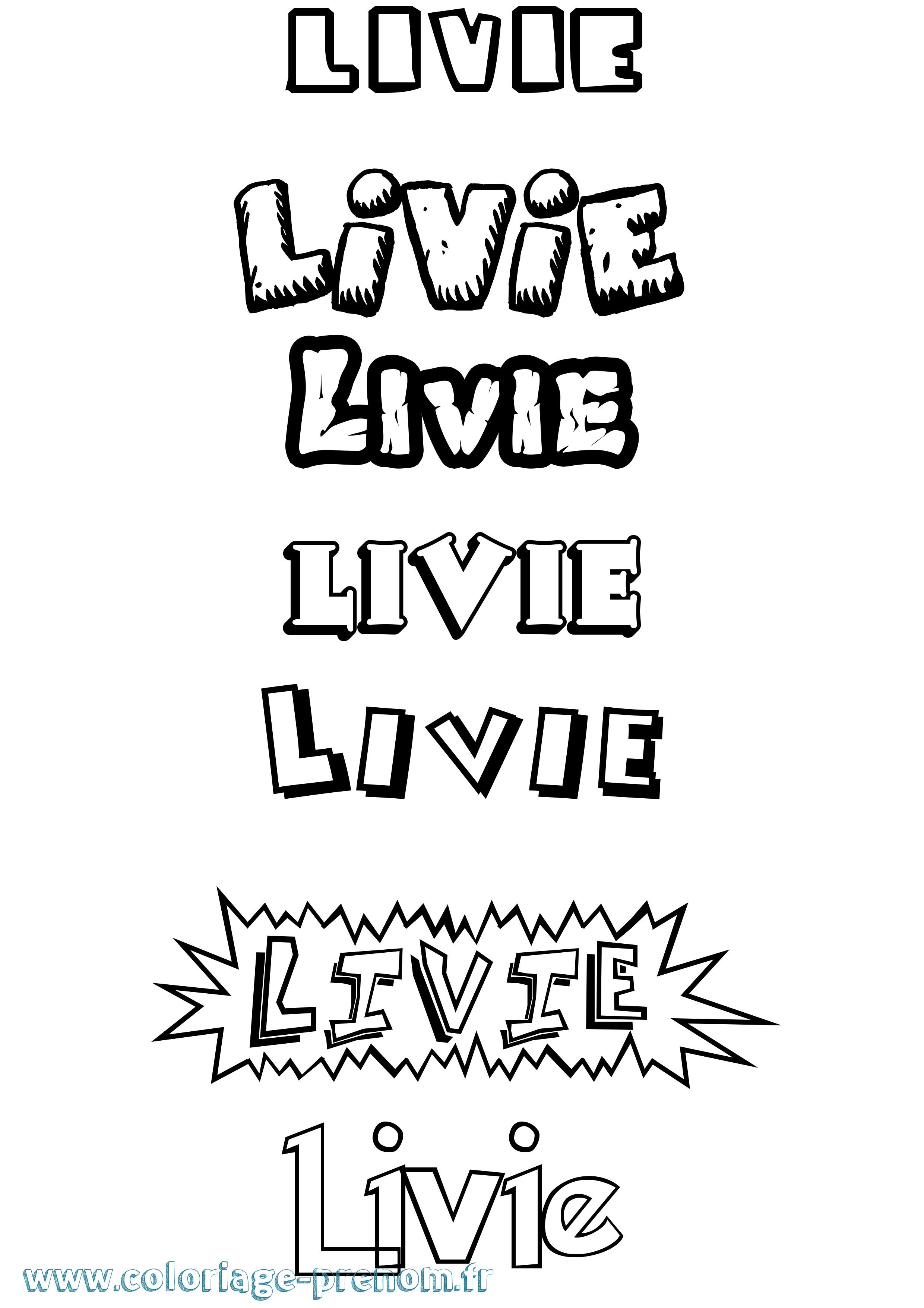 Coloriage Livie Dessin Animé Coloriage prénom Livie Dessin Animé