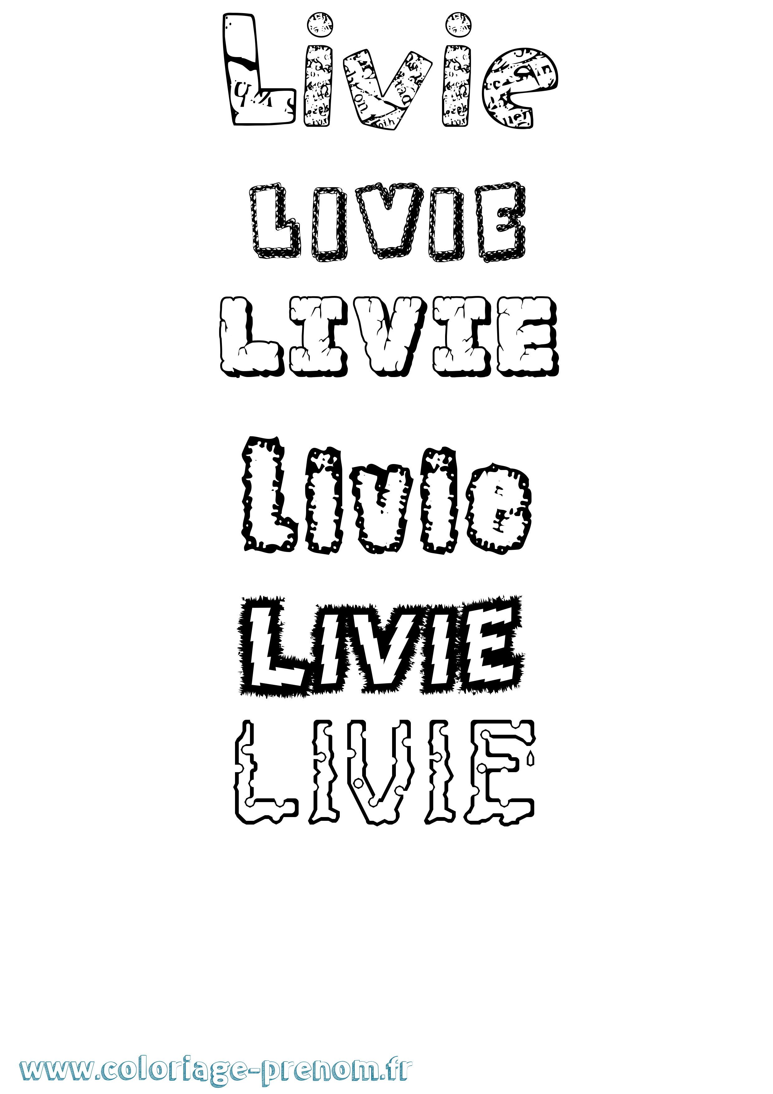 Coloriage Livie Destructuré Coloriage prénom Livie Destructuré