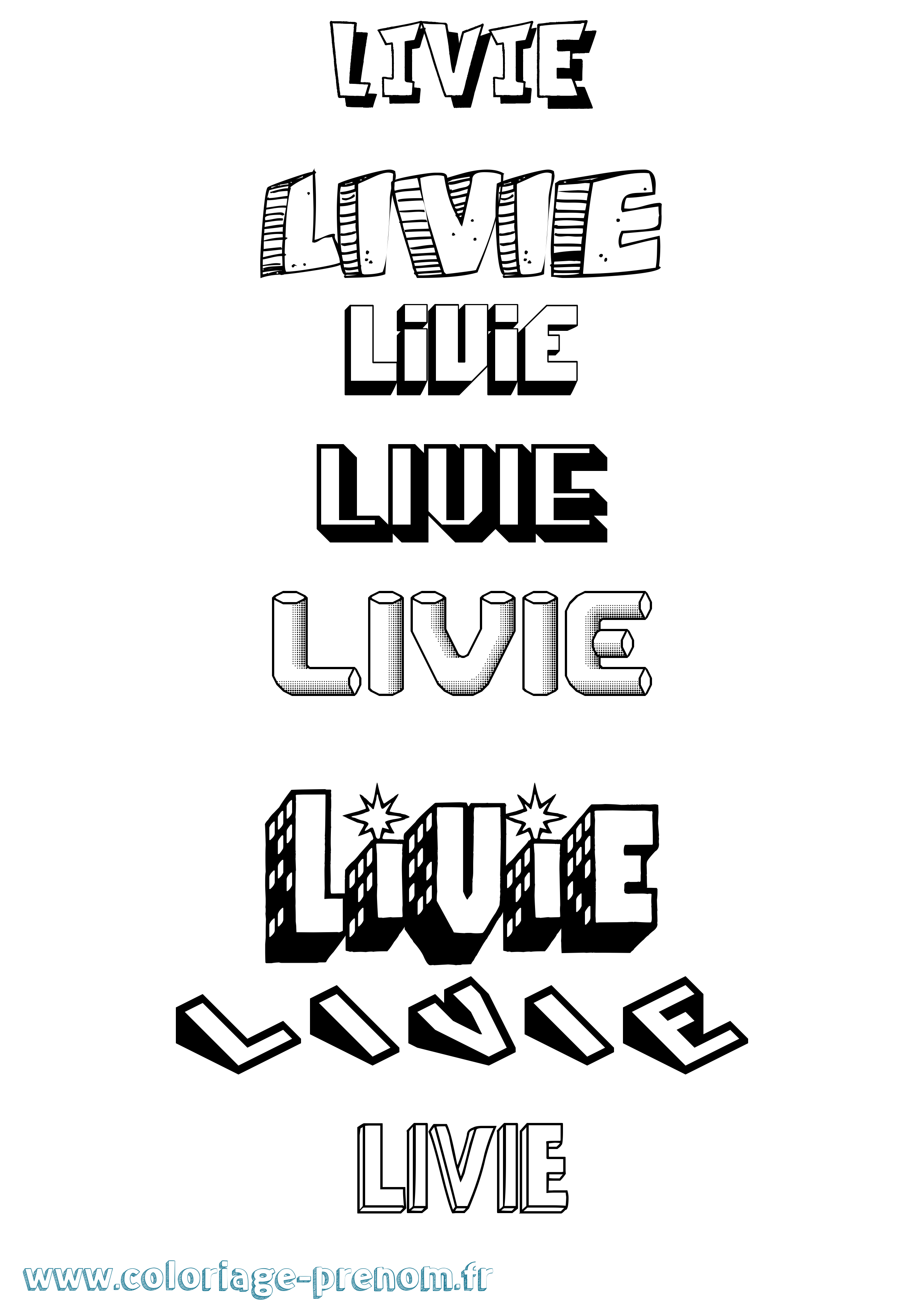 Coloriage Livie Effet 3D Coloriage prénom Livie Effet 3D